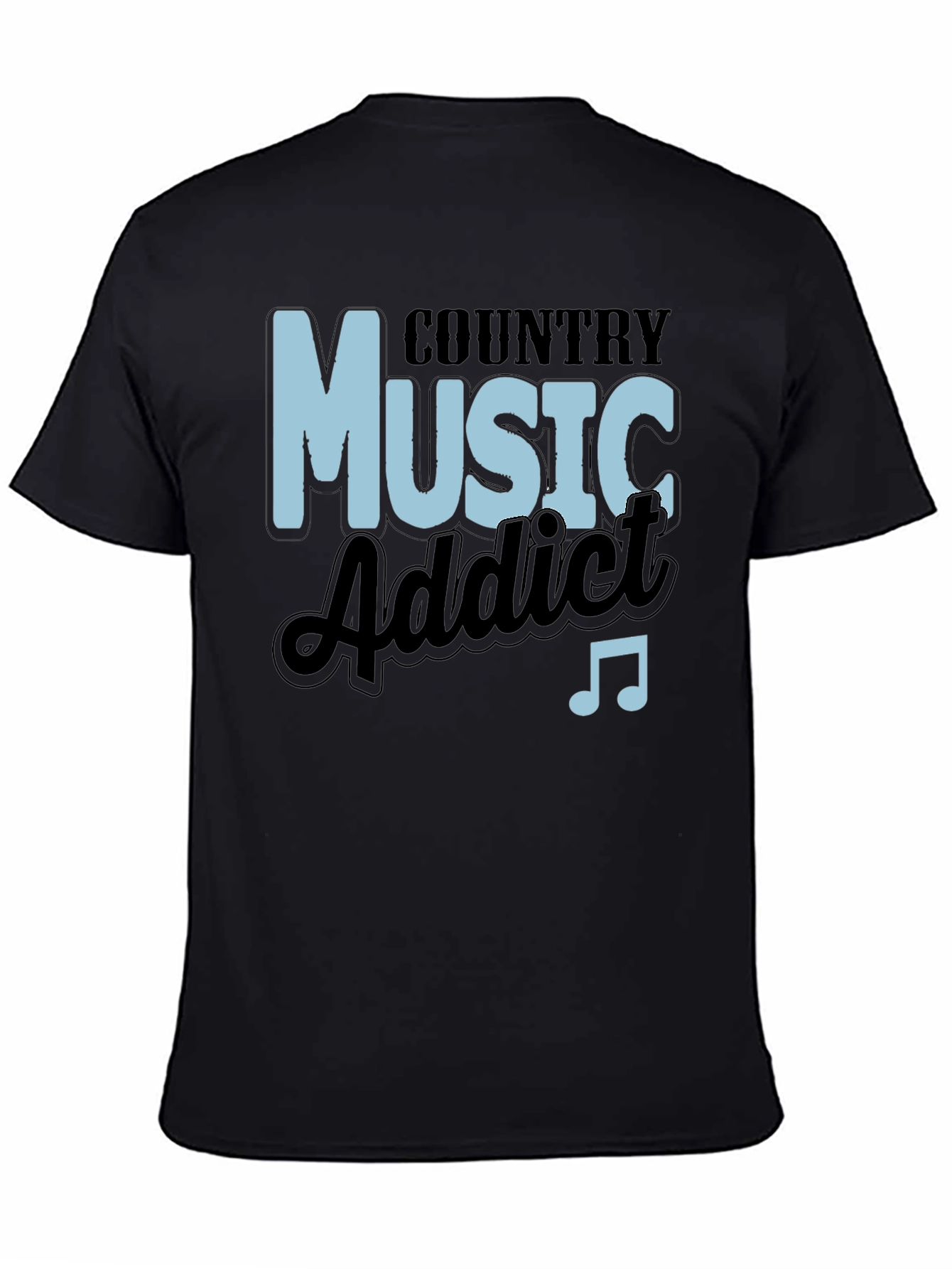 Black Country Music Addict Black T-Shirt view 4
