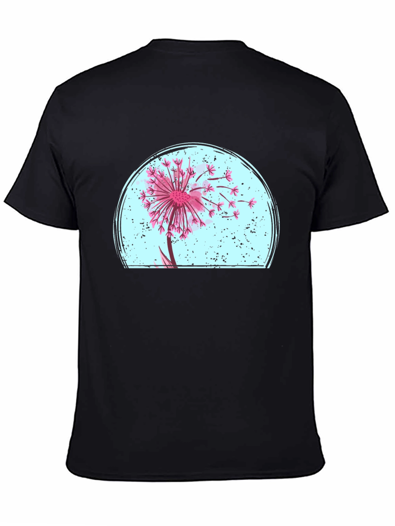 Black Dandelion Graphic Tee - Relaxed Fit Black T-Shirt view 4