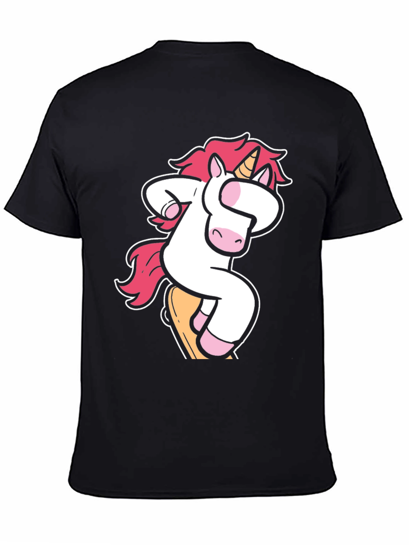Black Unicorn Skateboarder Graphic T-Shirt view 4
