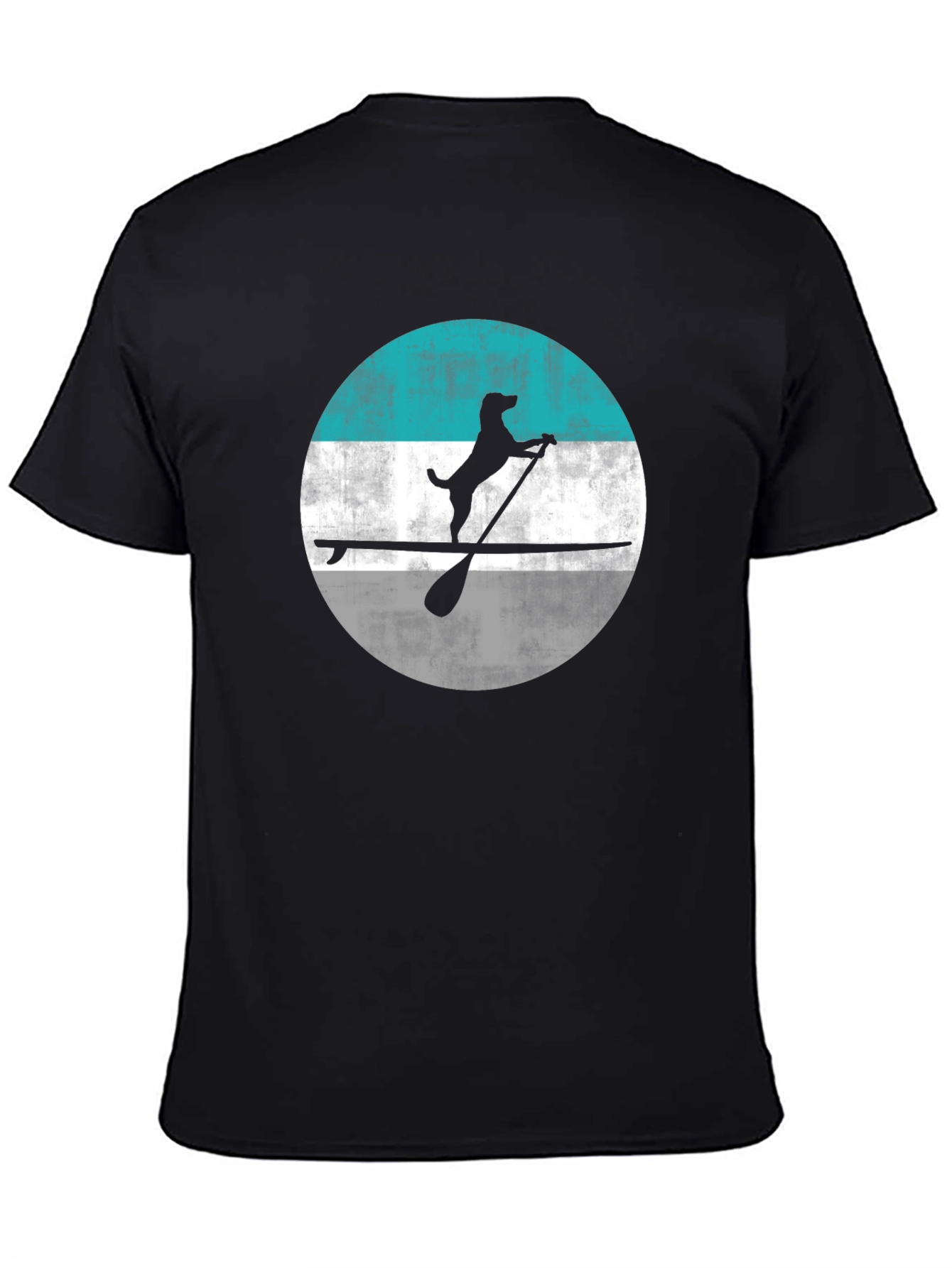 Black Dog Paddle Board T-Shirt - Black, Canine Adventure view 4