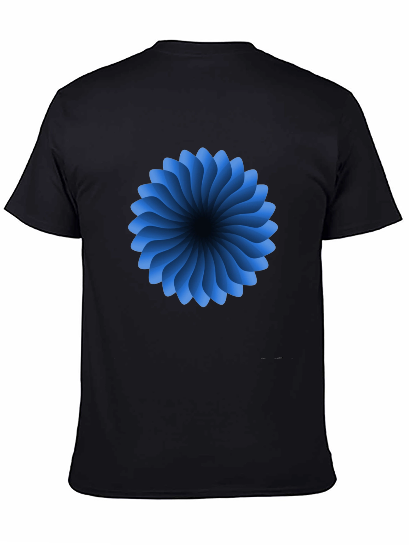 Black Abstract Blue Flower Graphic Black T-Shirt view 4