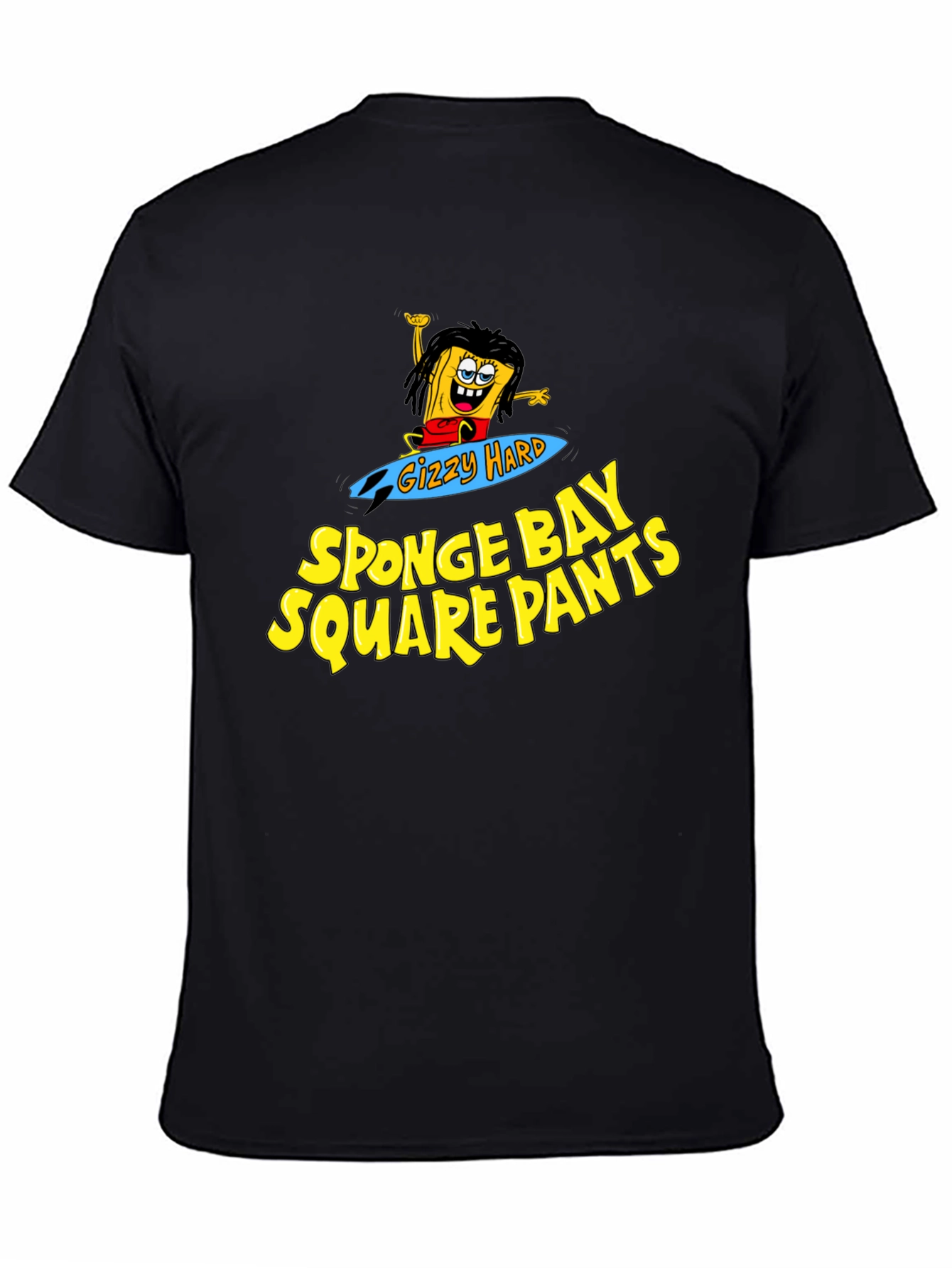 Black Sponge Bay Square Pants T-Shirt - Gizzy Hard Parody Tee view 4
