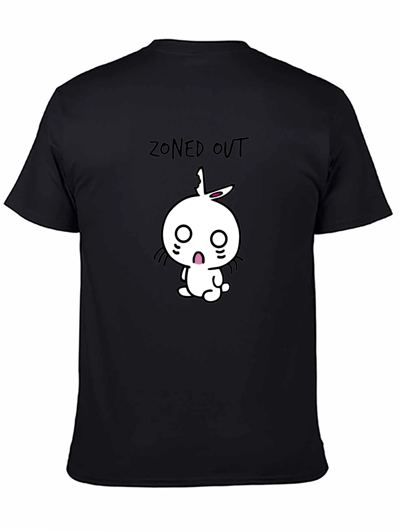 Black Zoned Out Rabbit Graphic Tee - Black Cotton T-Shirt view 4
