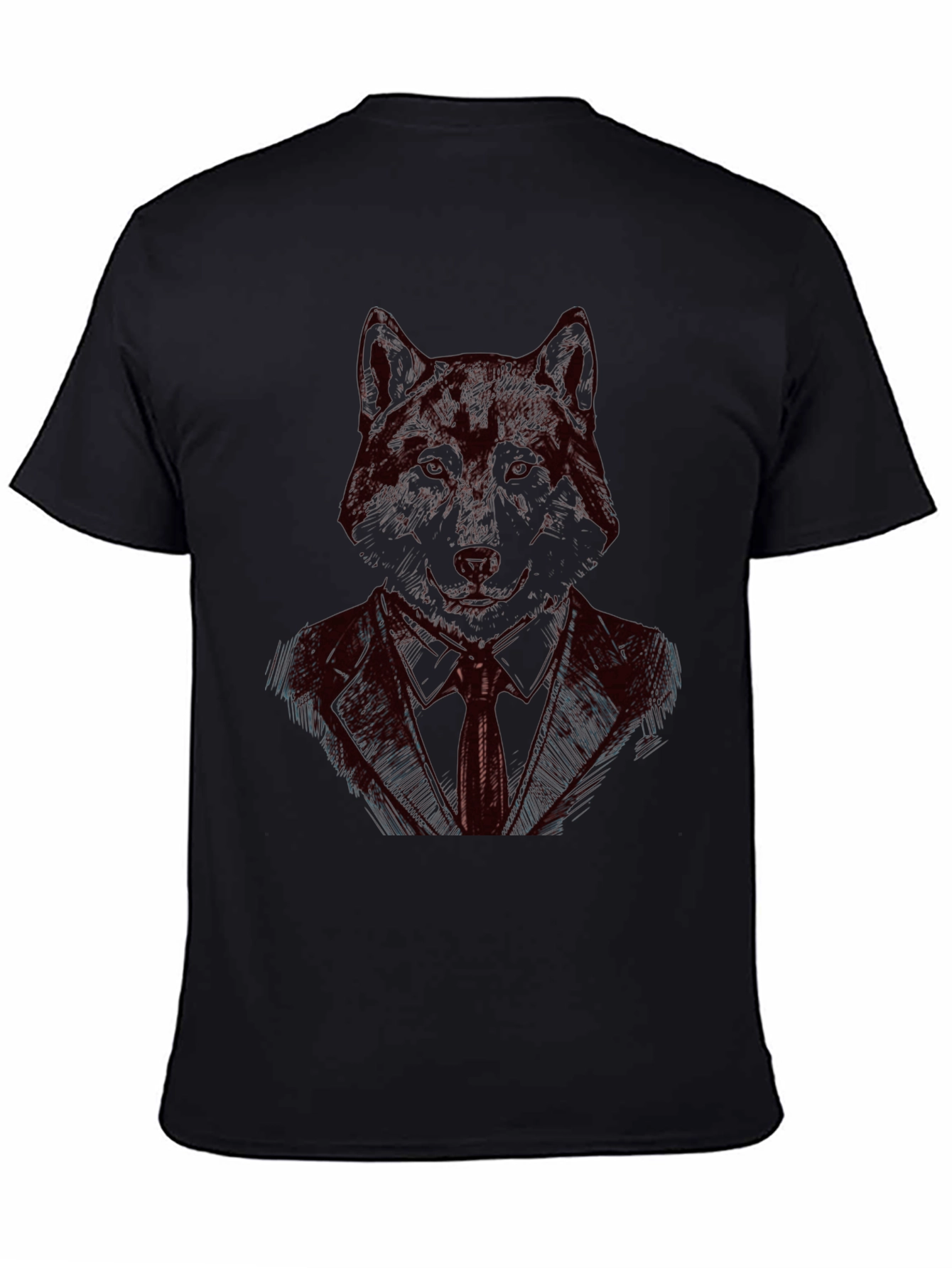 Black Wolf in Suit Black T-Shirt - Unique Graphic Tee view 4