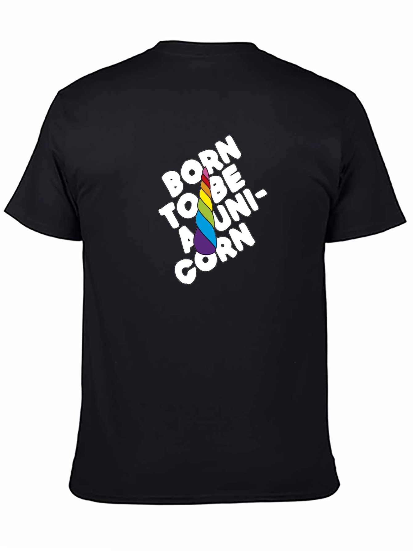 Black Born to Be a Unicorn Black T-Shirt view 4