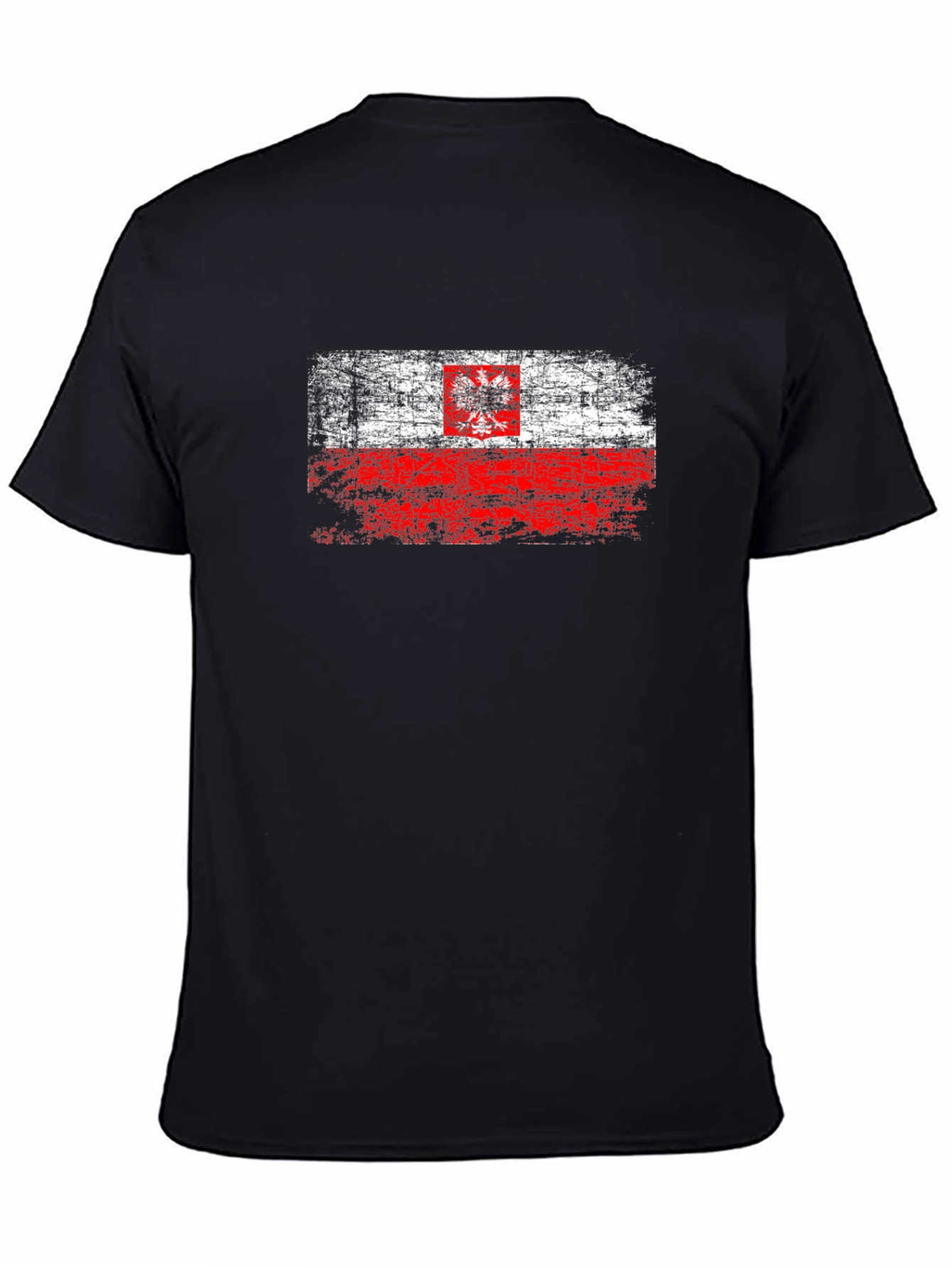 Distressed Poland Flag Graphic T-Shirt - Black - 4