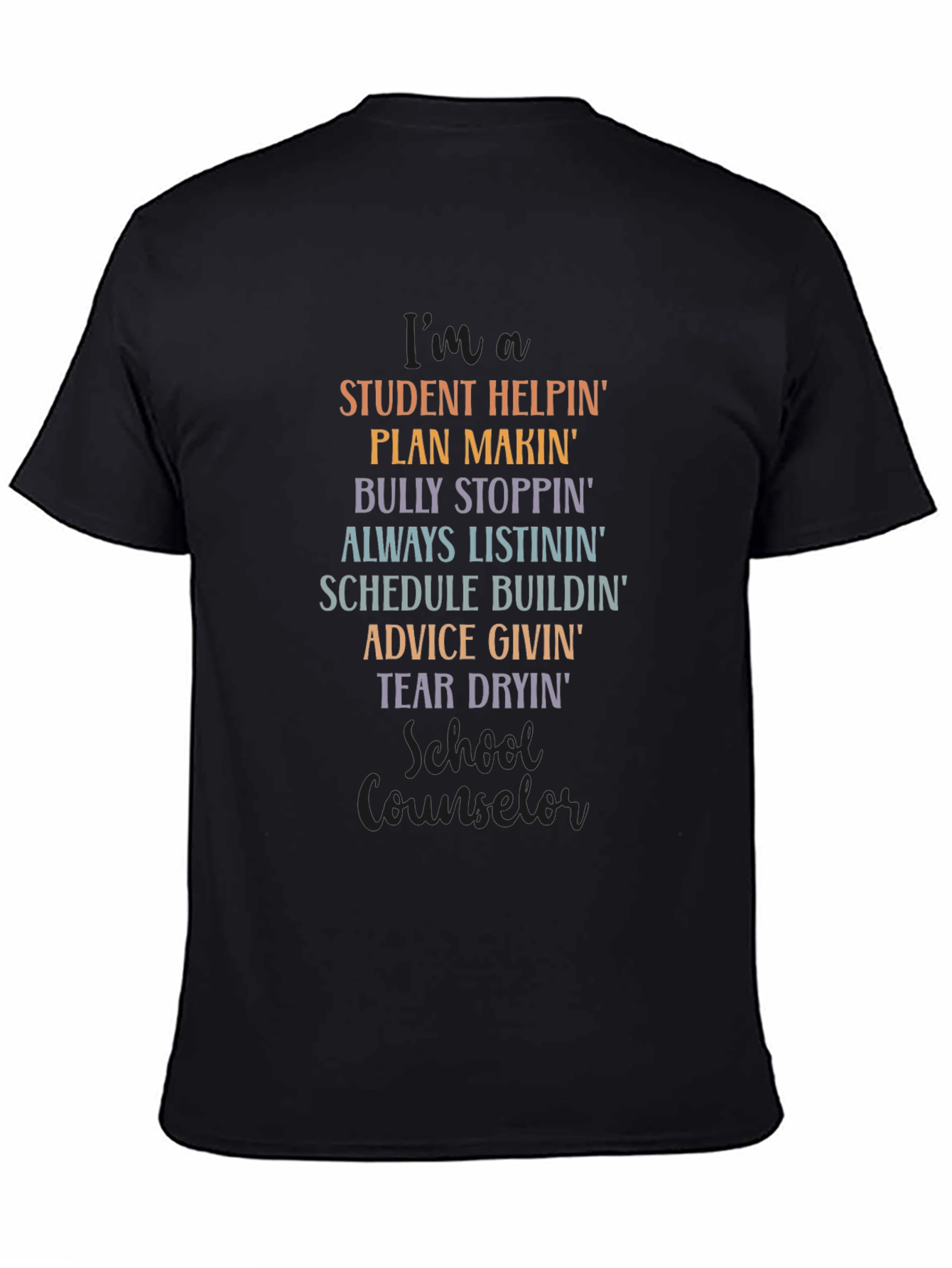 Black School Counselor Graphic T-Shirt view 4