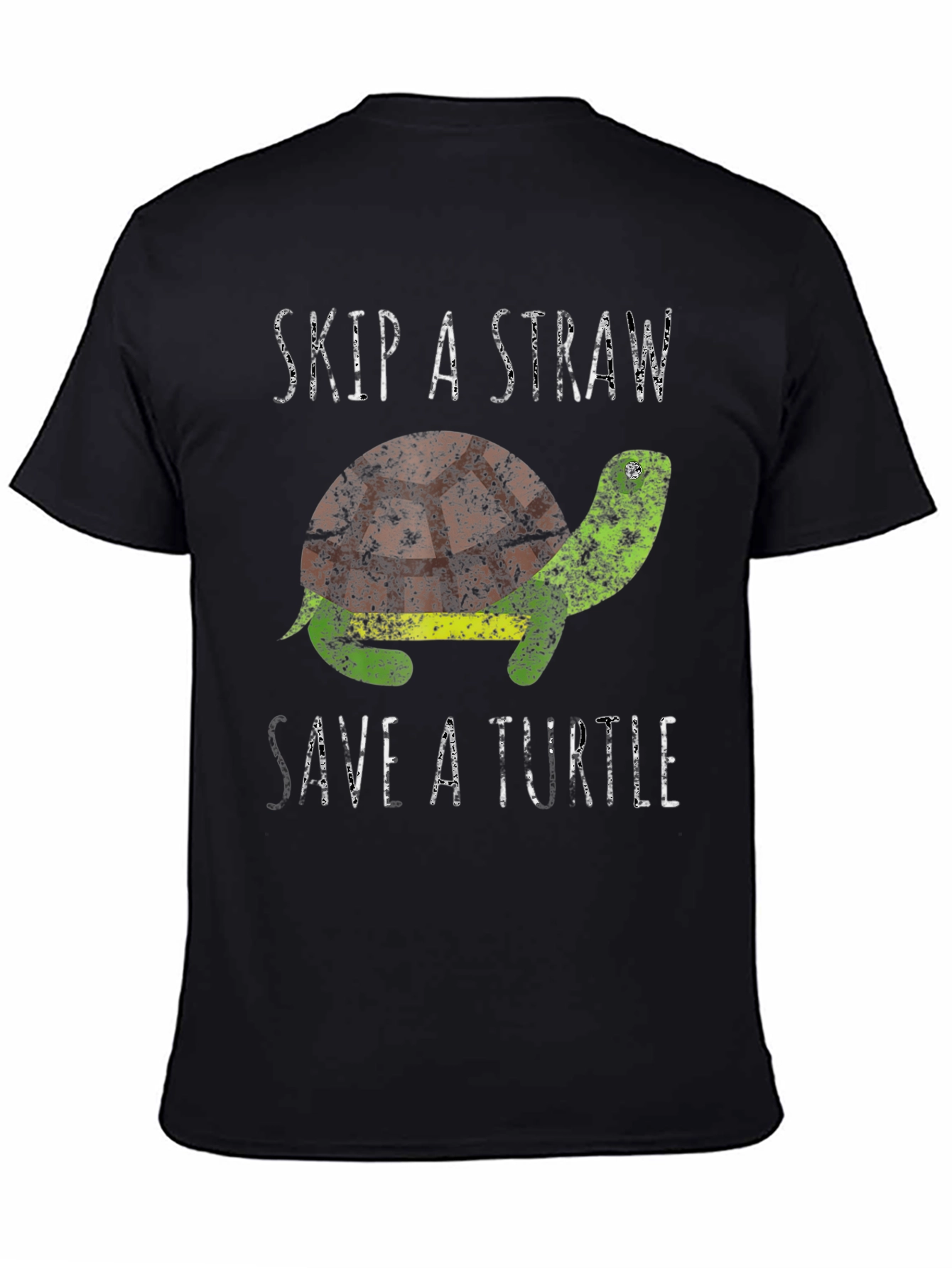 Black Skip A Straw Save A Turtle Graphic T-Shirt view 4