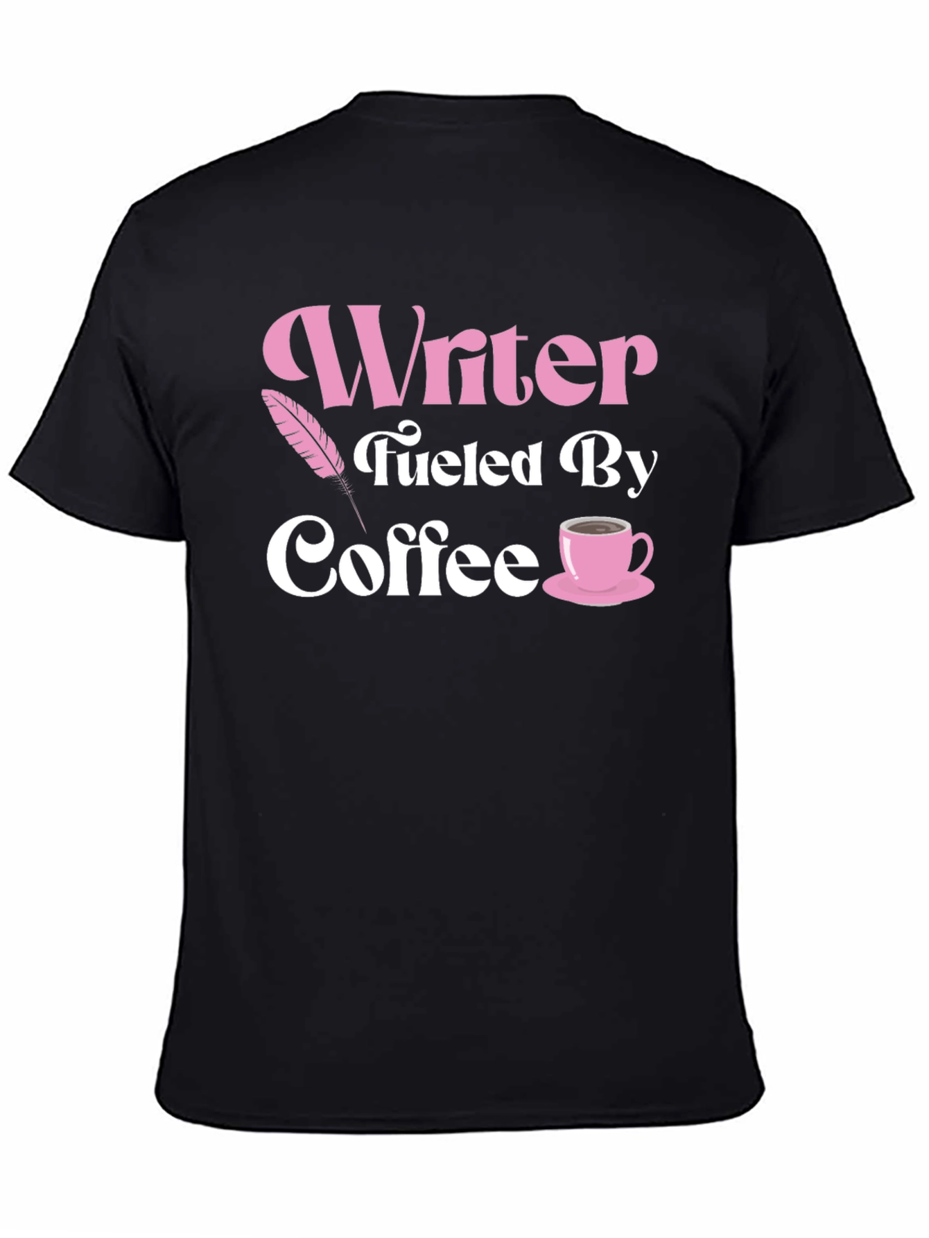 Black Writer Fueled By Coffee Black T-Shirt view 4