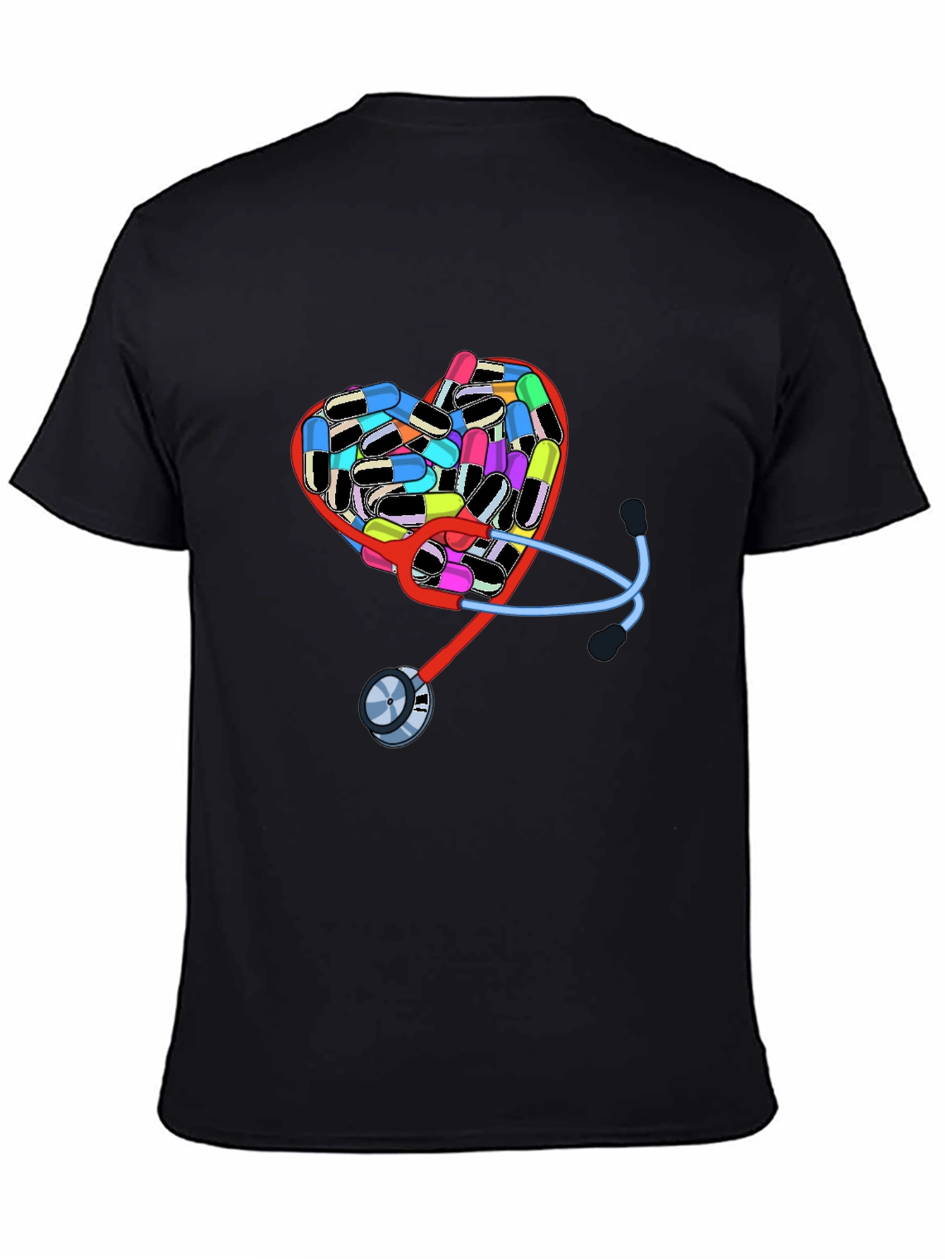 Black Heart Pills & Stethoscope Graphic T-Shirt view 4