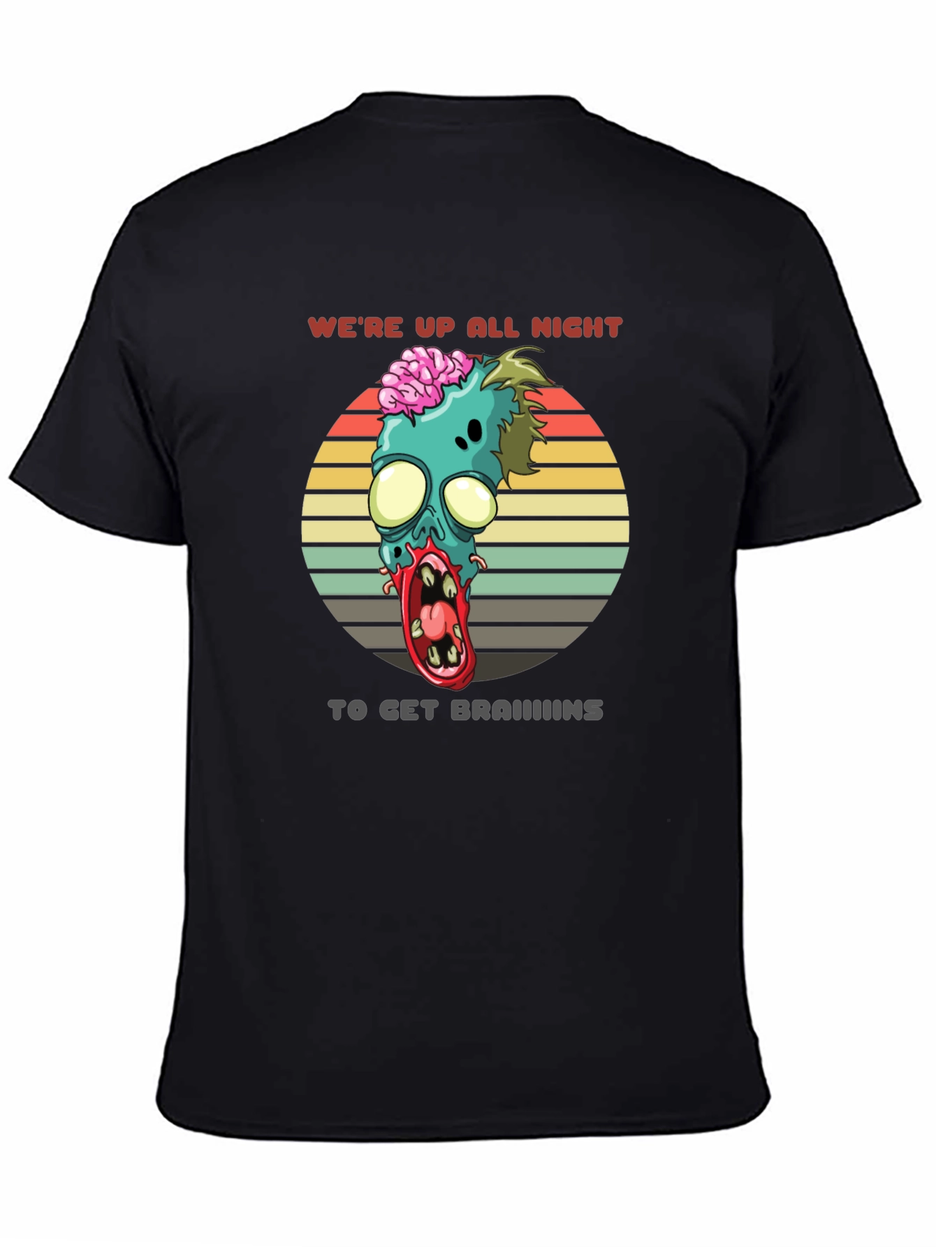 Black Zombie Brains T-Shirt - We're Up All Night view 4