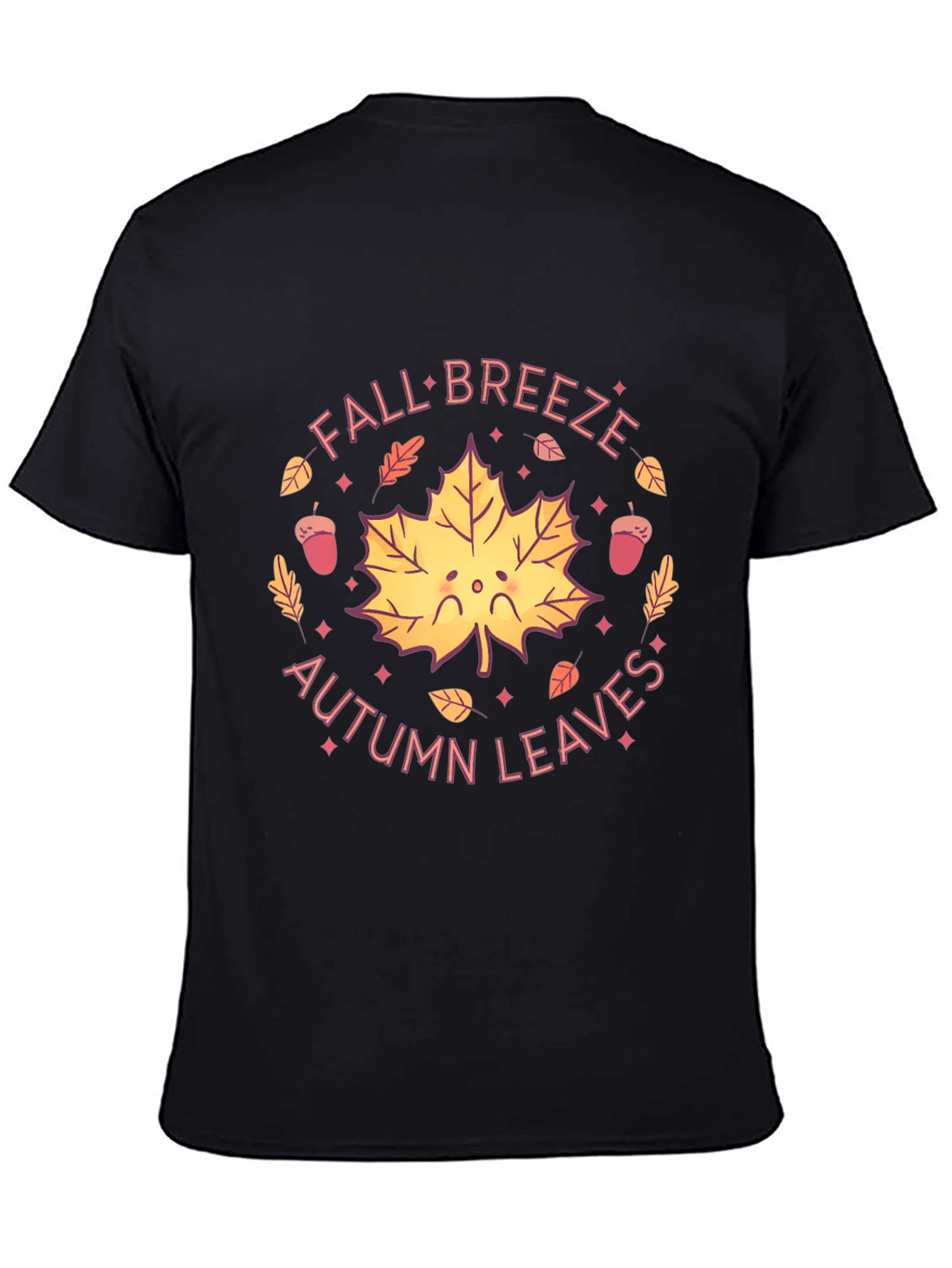 Black Fall Breeze Autumn Leaves Graphic T-Shirt view 4