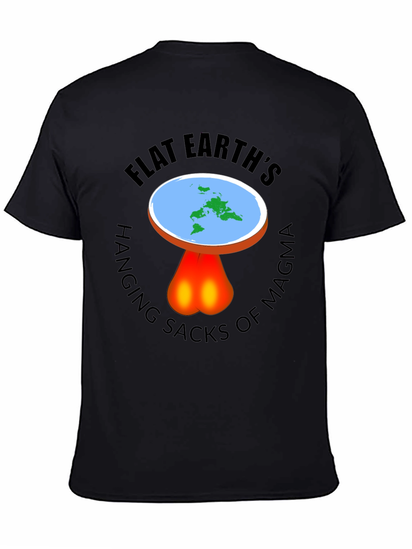 Black Flat Earth Hanging Sacks Of Magma T-Shirt view 4