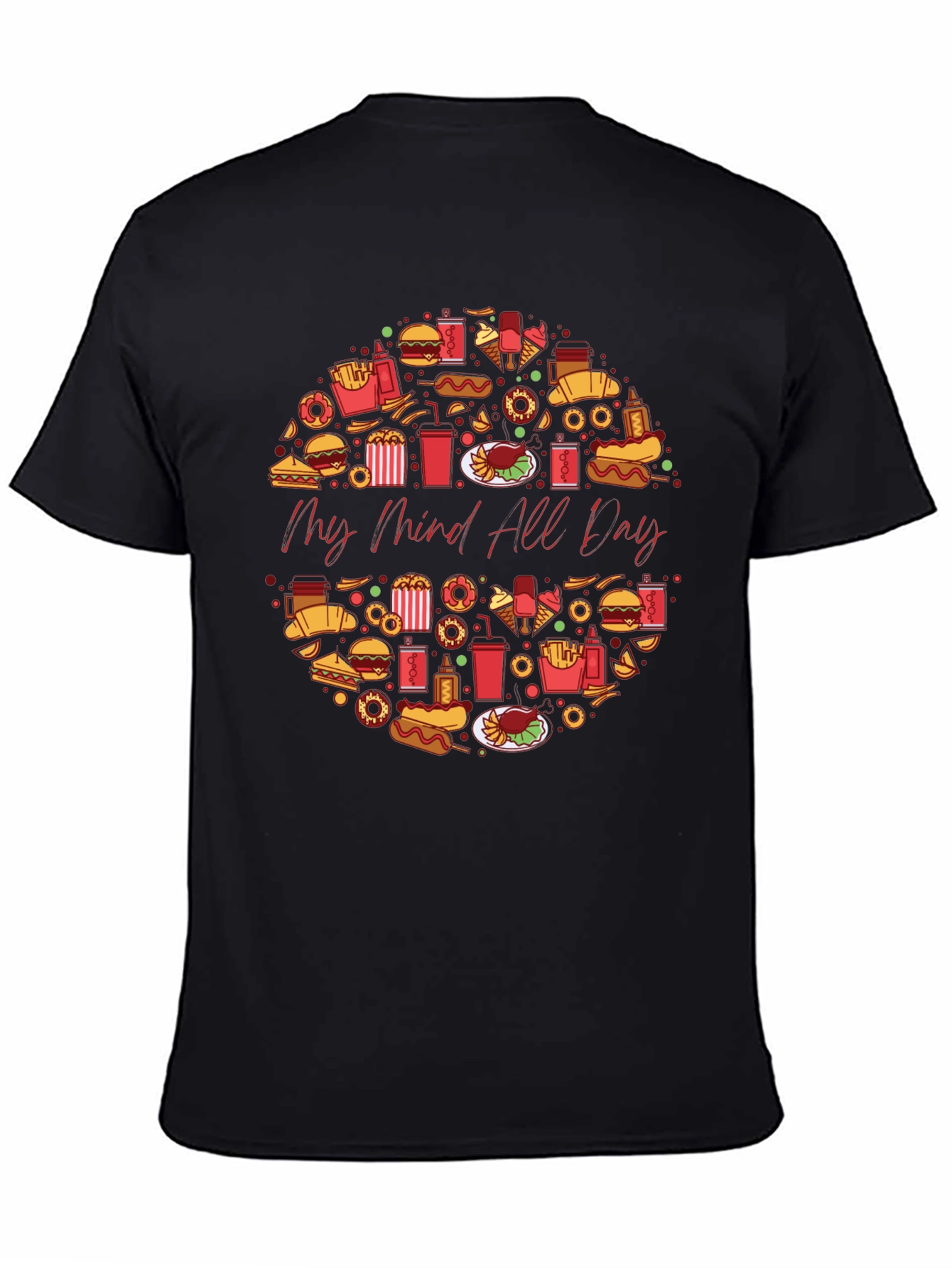 Black My Mind All Day Foodie T-Shirt - Black, Casual view 4