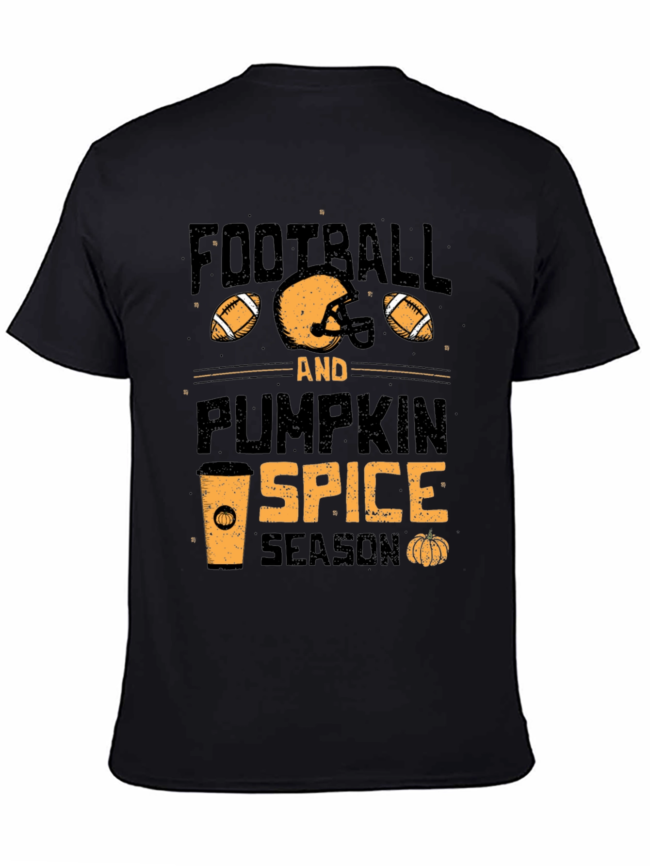 Black Football & Pumpkin Spice Season T-Shirt view 4