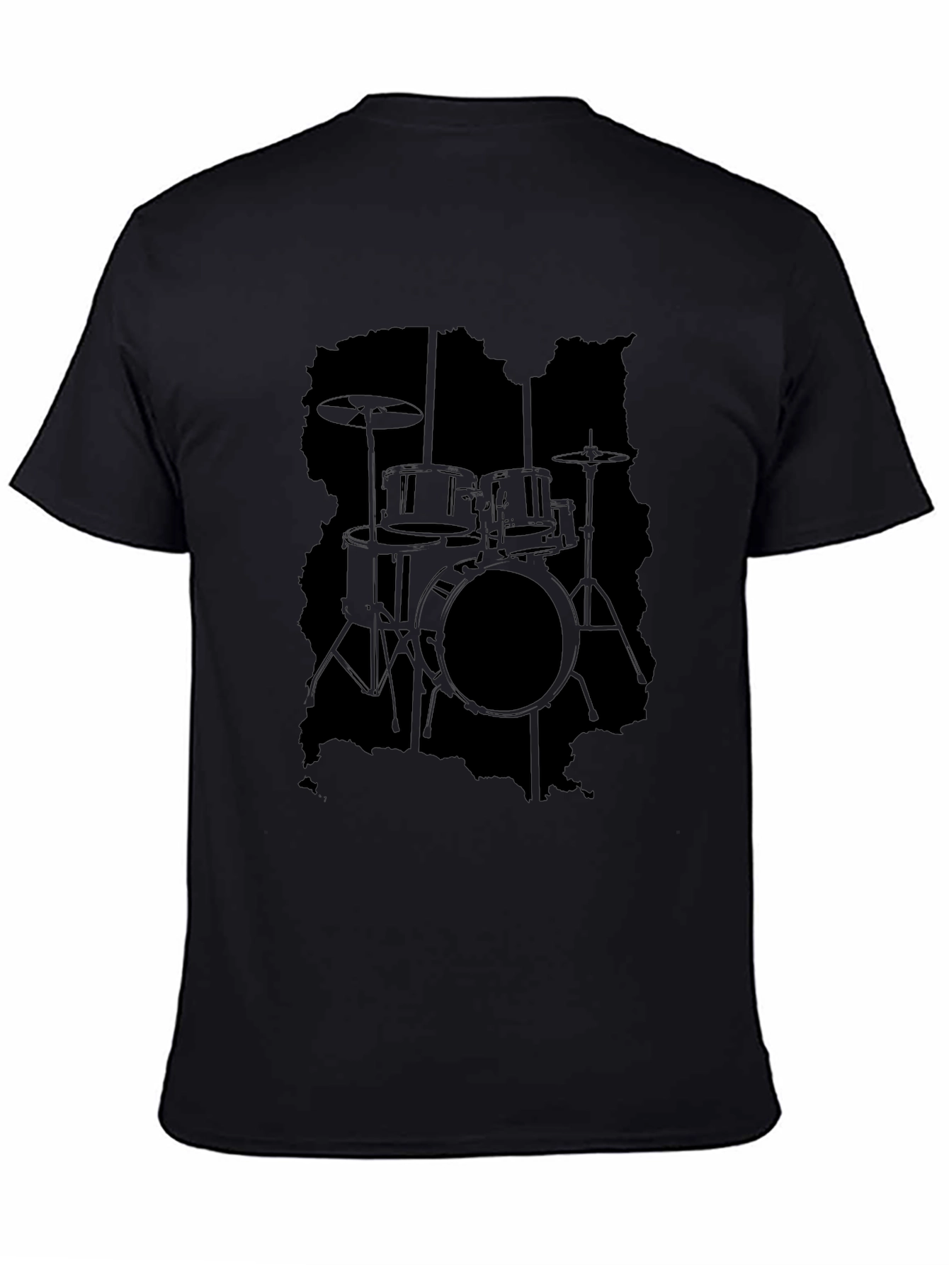 Black Black Drum Set Graphic T-Shirt view 4