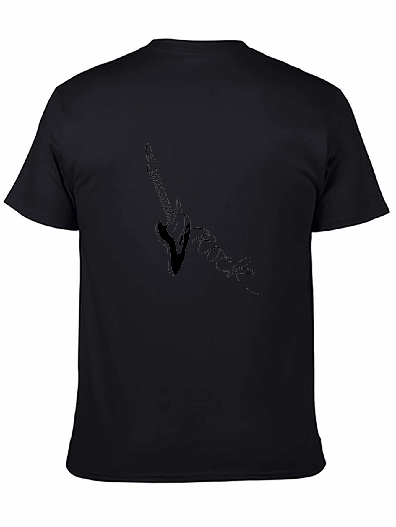 Black Rock Guitar Graphic Tee - Black Unisex T-Shirt view 4