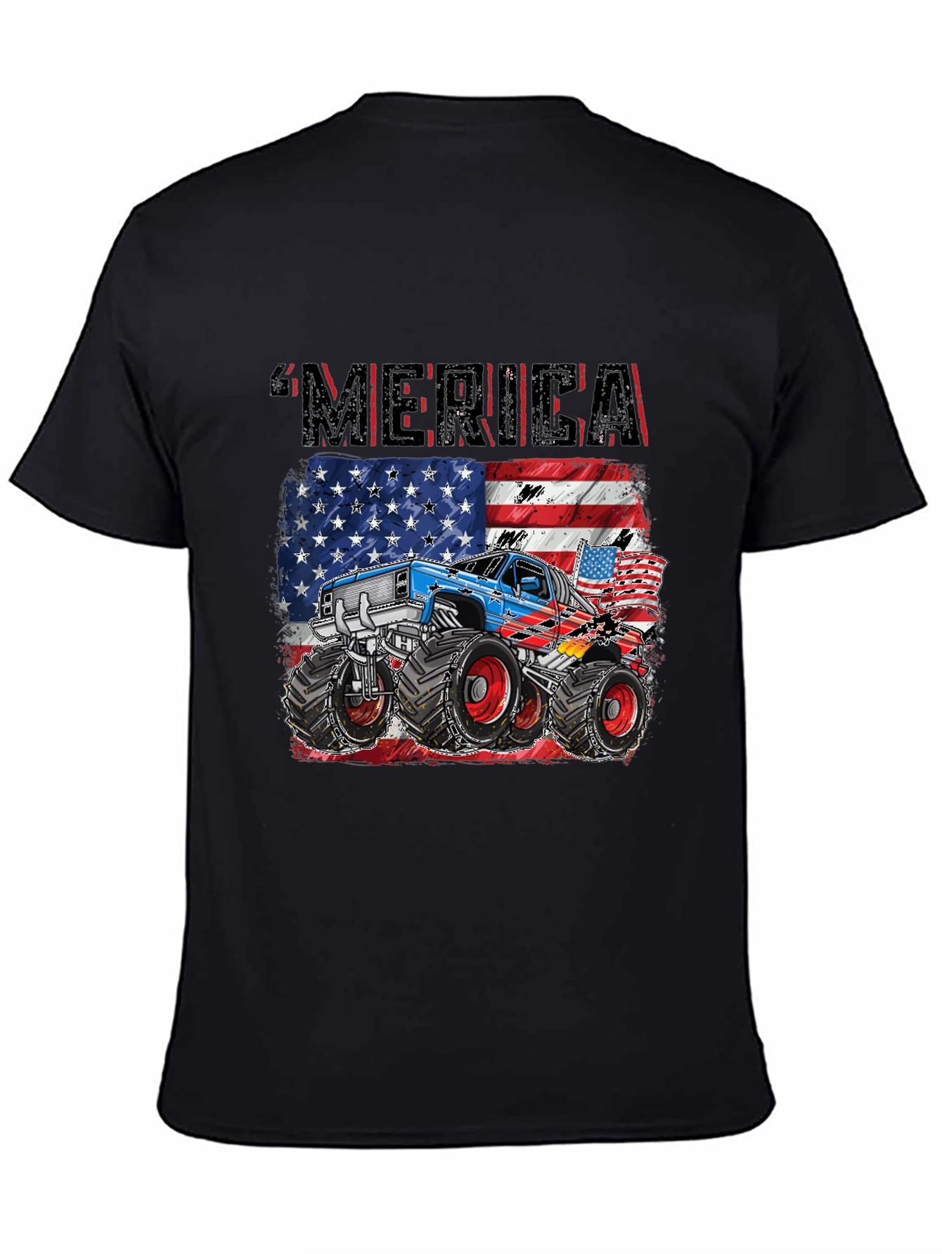 Black American Pride Monster Truck Graphic Tee view 4
