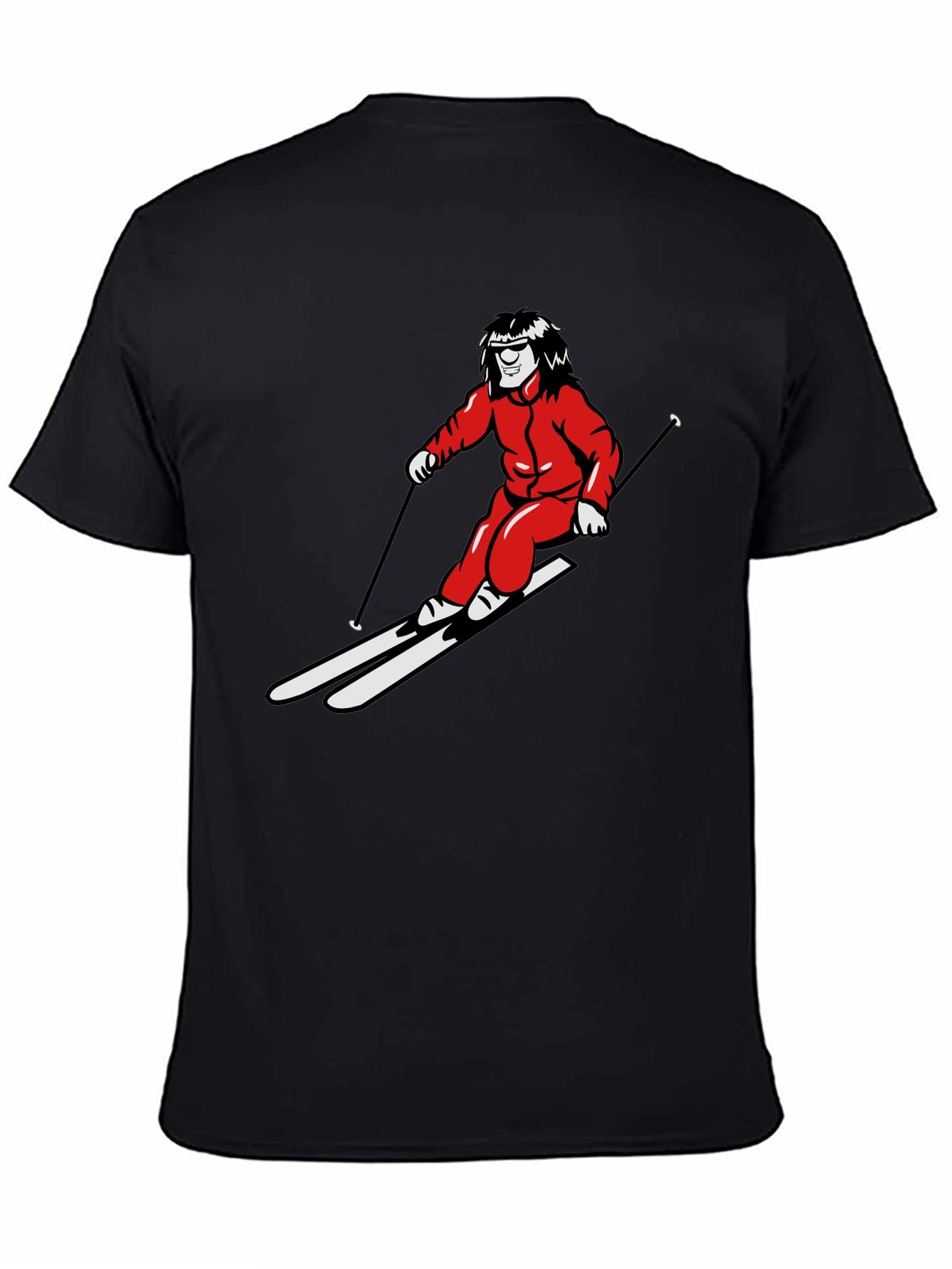 Black Retro Ski T-Shirt - Black Cotton Blend view 4