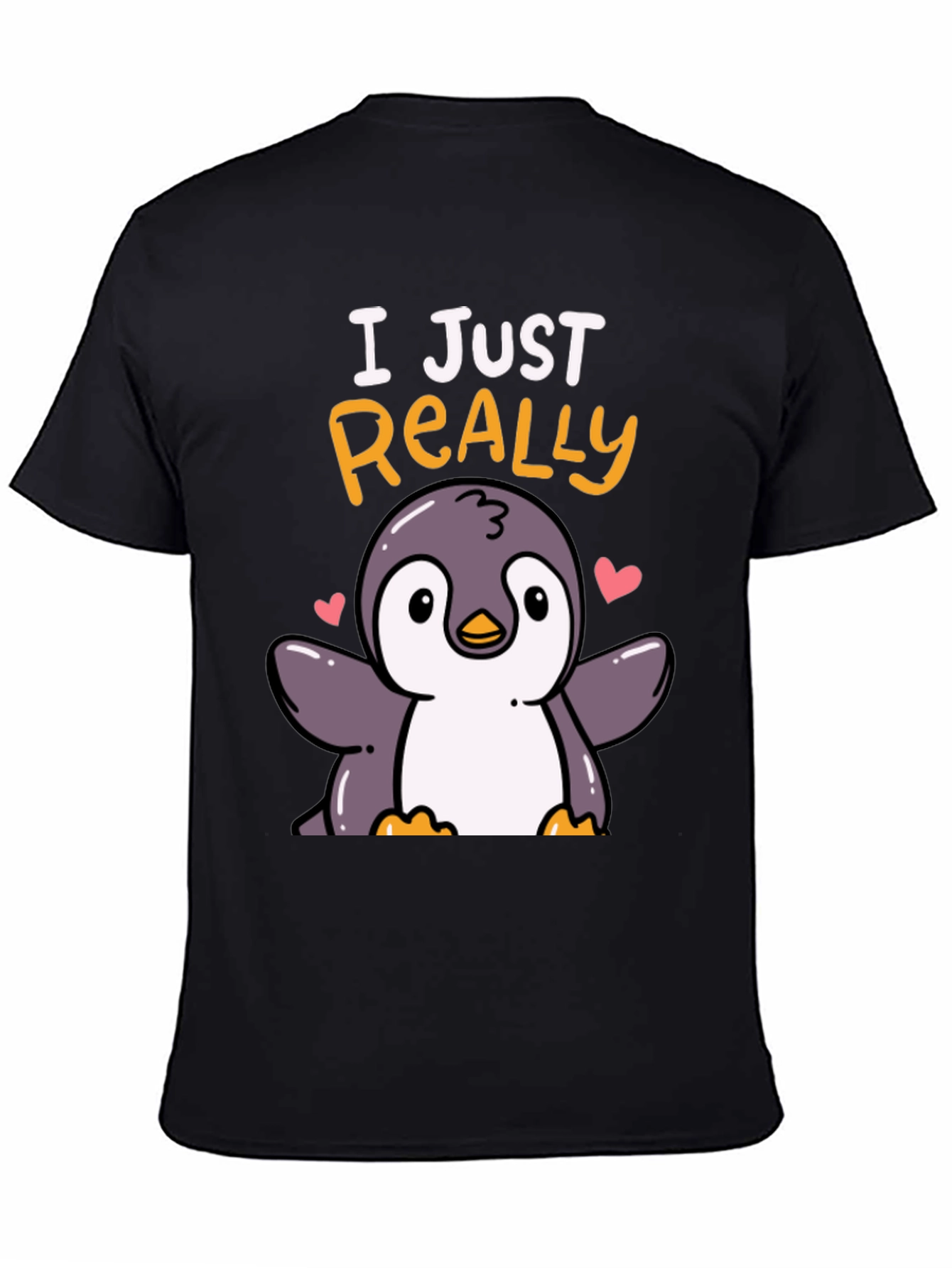 Black Cute Penguin T-Shirt - I Just Really Love Penguins view 4