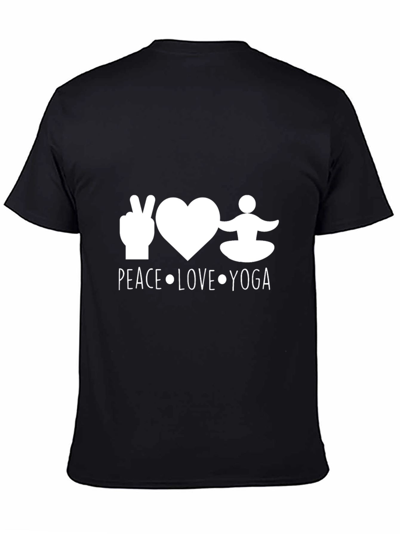 Black Peace Love Yoga Black T-Shirt view 4