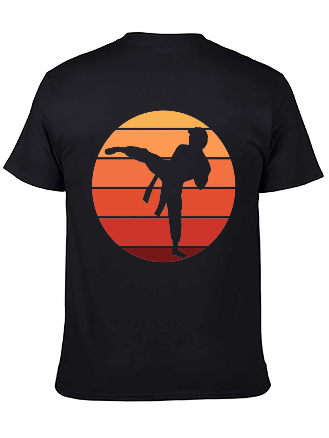 Black Karate Sunset Graphic Tee - Martial Arts Silhouette T-Shirt view 4