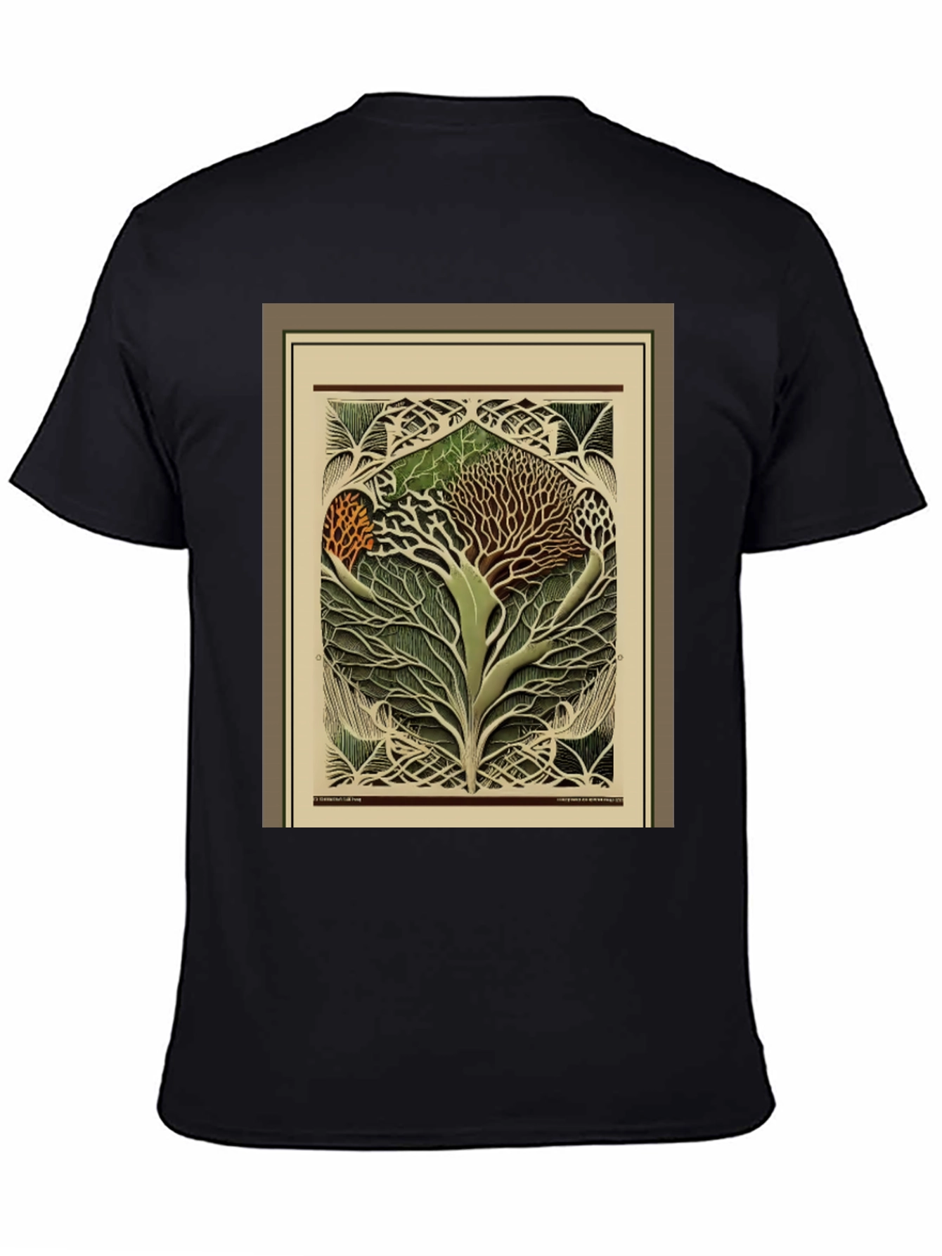 Black Arboreal Art Tee - Unique Tree of Life Design view 4