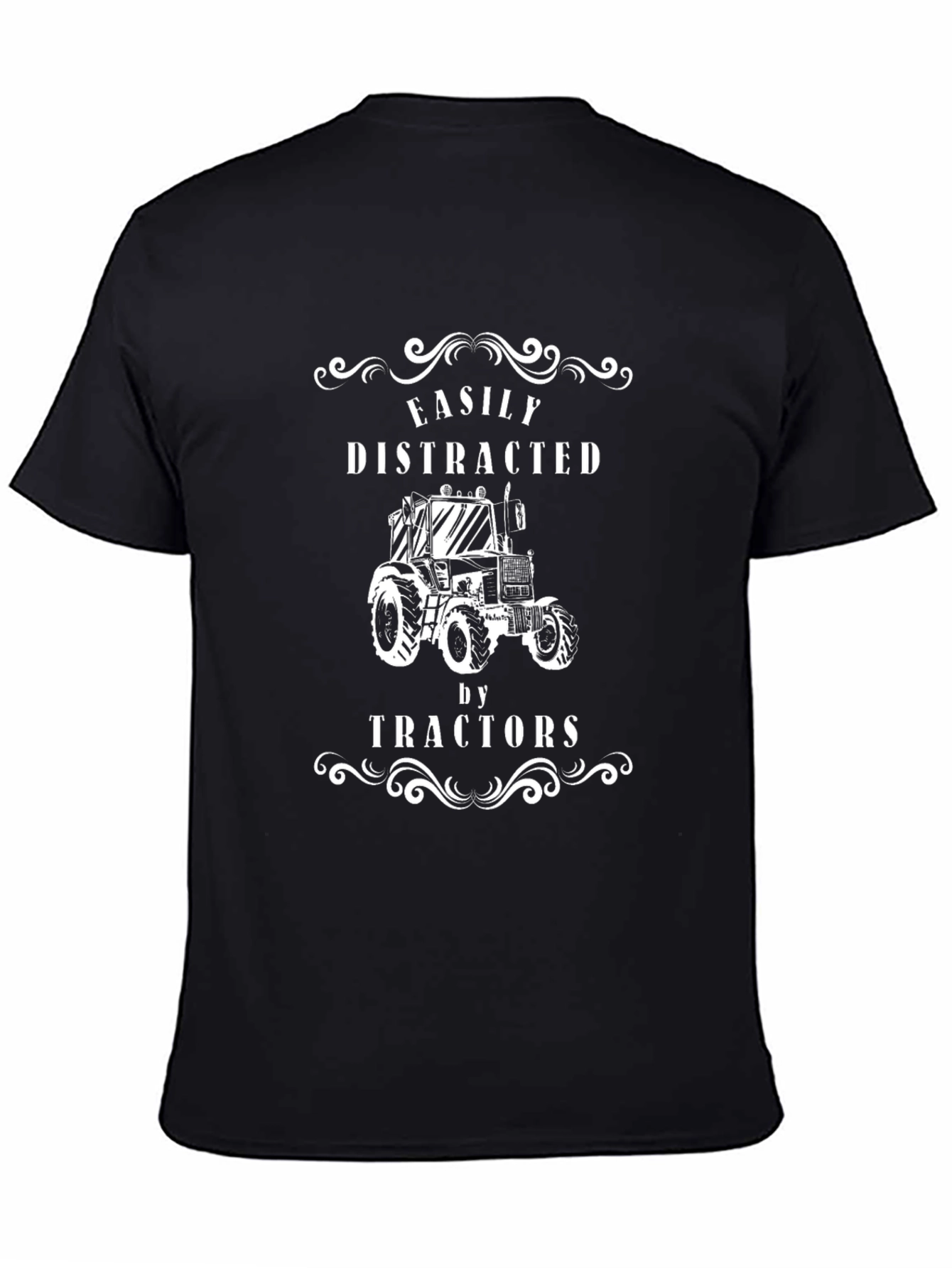 Black Easily Distracted by Tractors Graphic Tee view 4