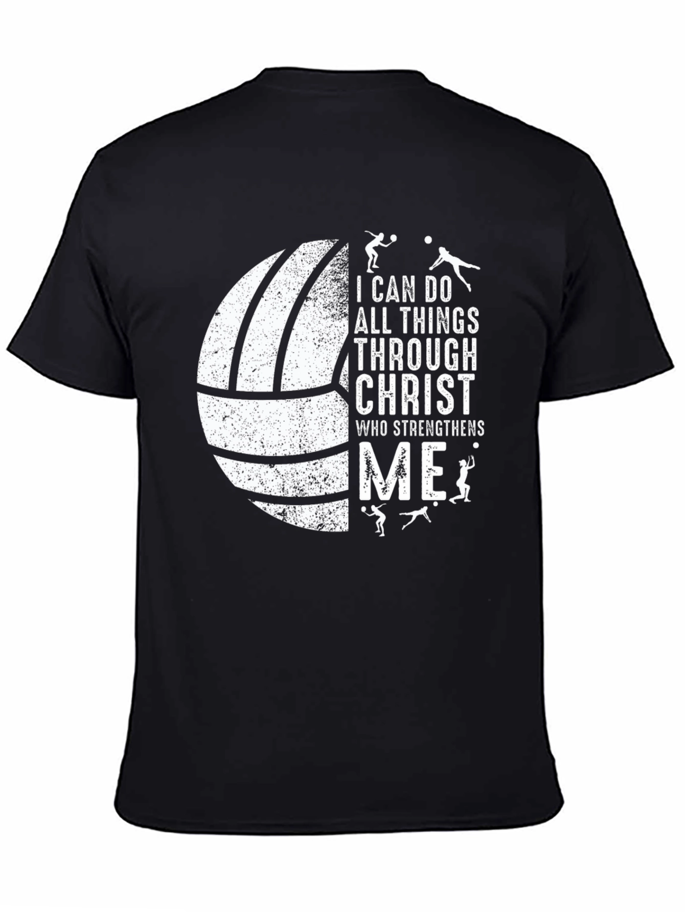 Black Volleyball Christian T-Shirt view 4
