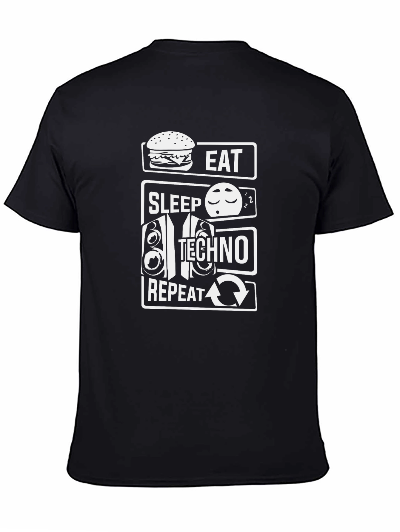 Black Eat Sleep Techno Repeat Graphic T-Shirt view 4