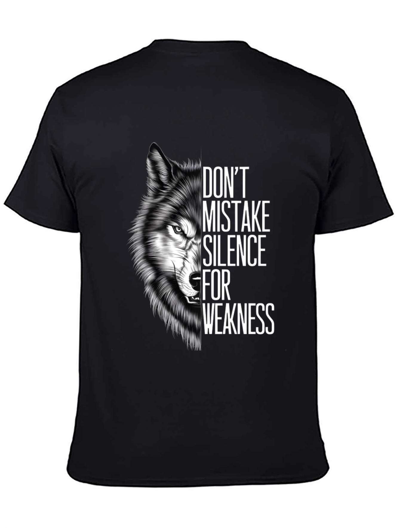 Black Wolf Silence Graphic Tee - Don't Mistake Silence For Weakness T-Shirt view 4