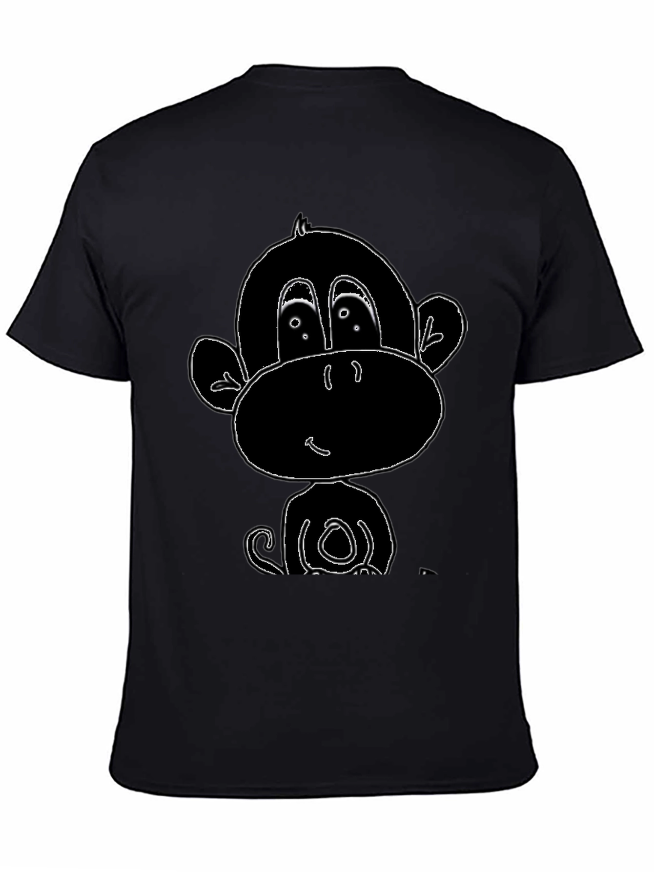 Black Cartoon Monkey Graphic Tee - Black view 4