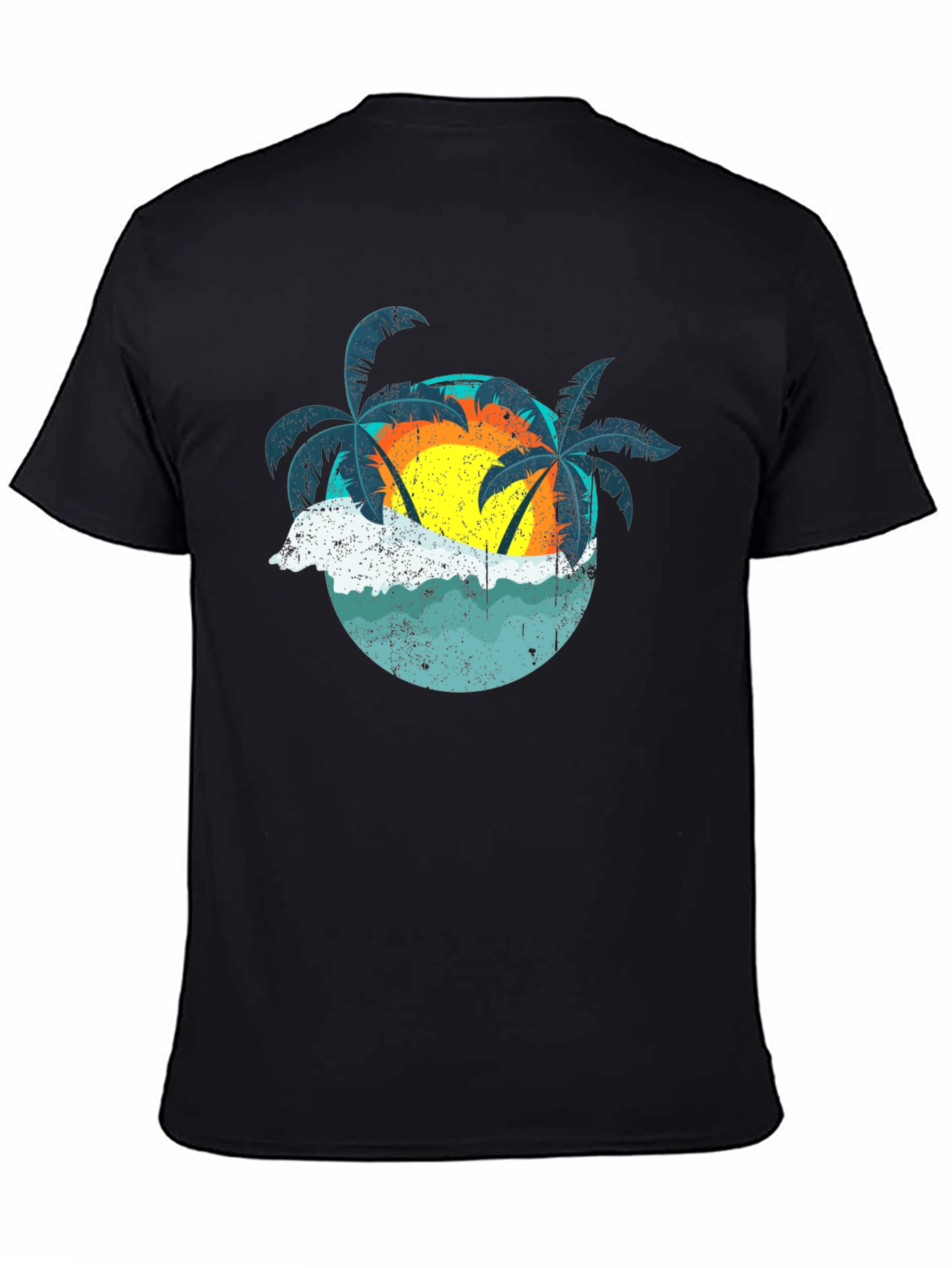 Black Retro Sunset Palms T-Shirt - Black view 4