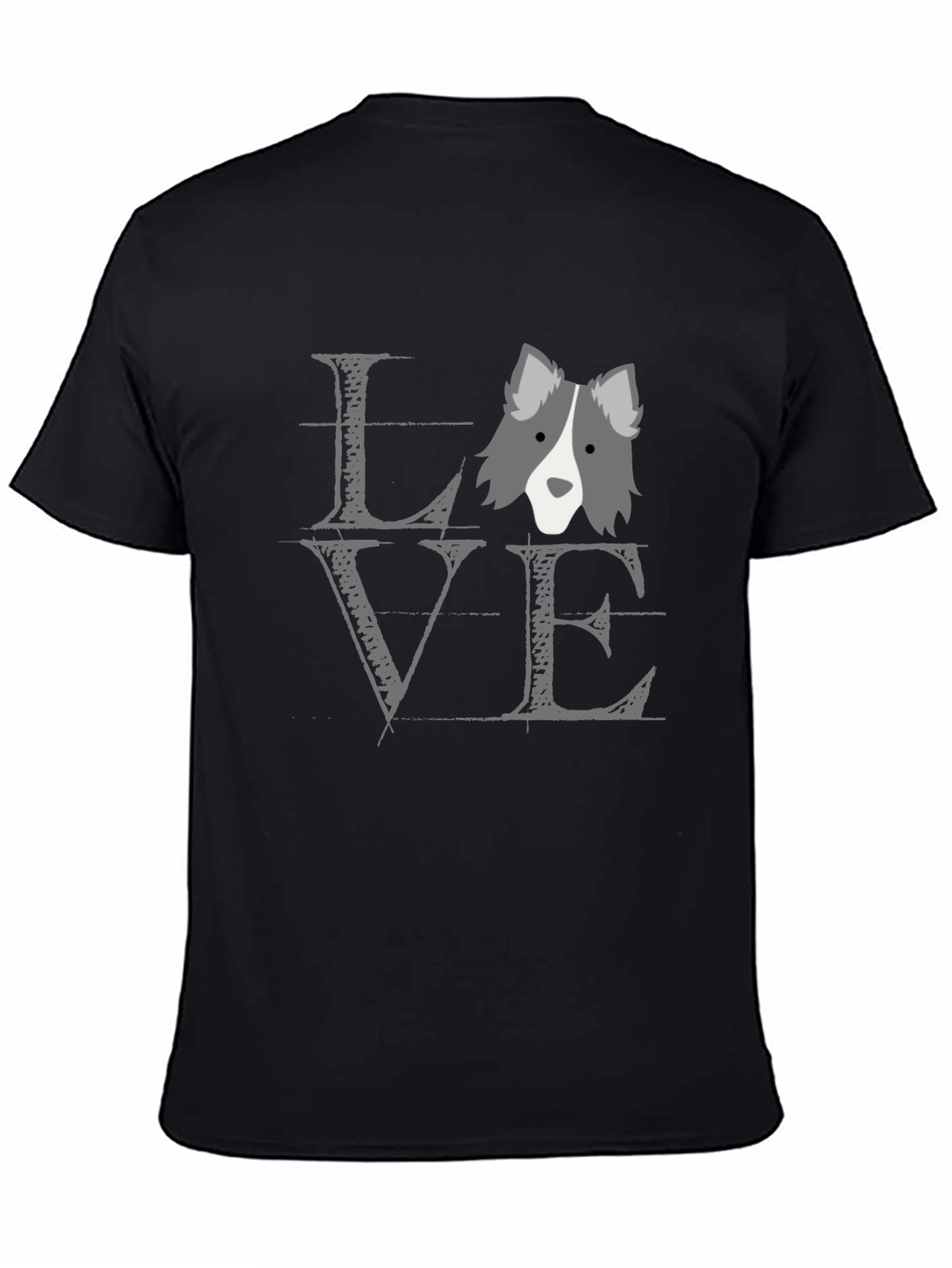Black Dog Love T-Shirt - Unisex Black Cotton Tee view 4
