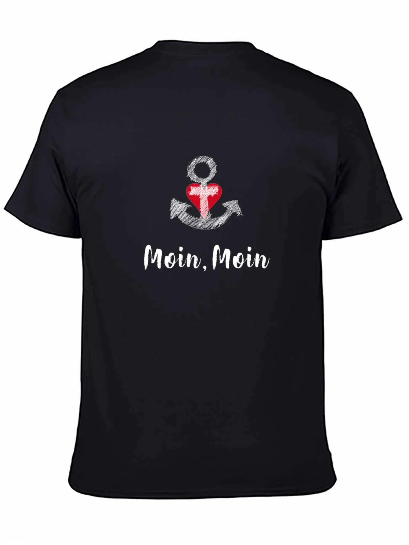 Black Moin Moin Anchor Heart Graphic T-Shirt - Unisex view 4
