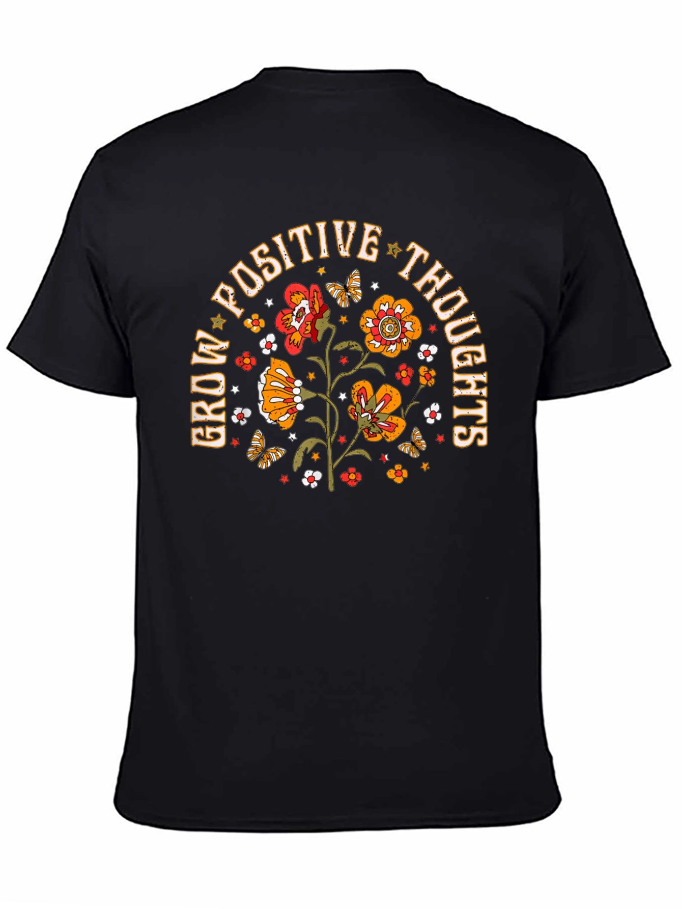 Black Grow Positive Thoughts Graphic Tee view 4
