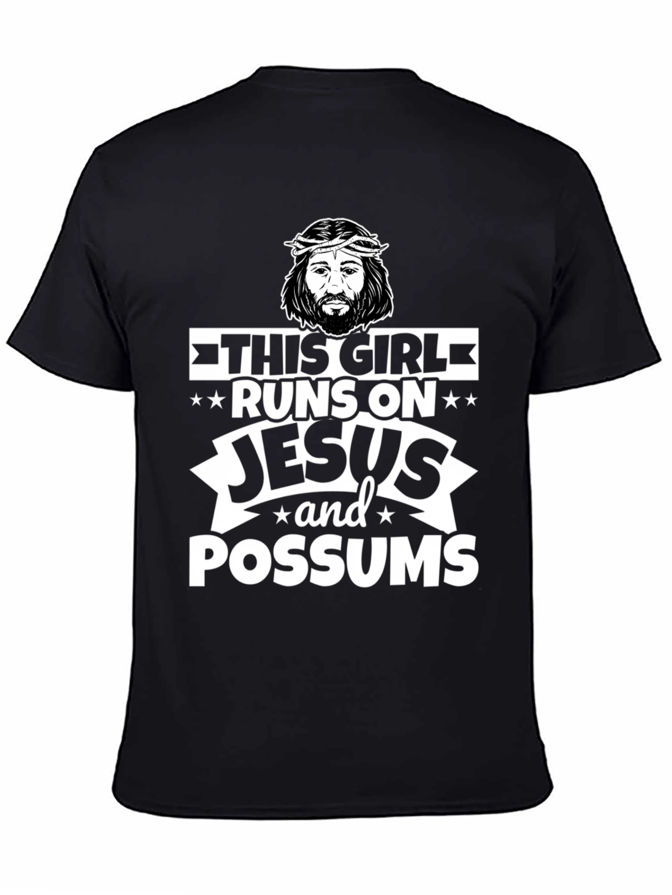Black Runs on Jesus and Possums Black T-Shirt view 4
