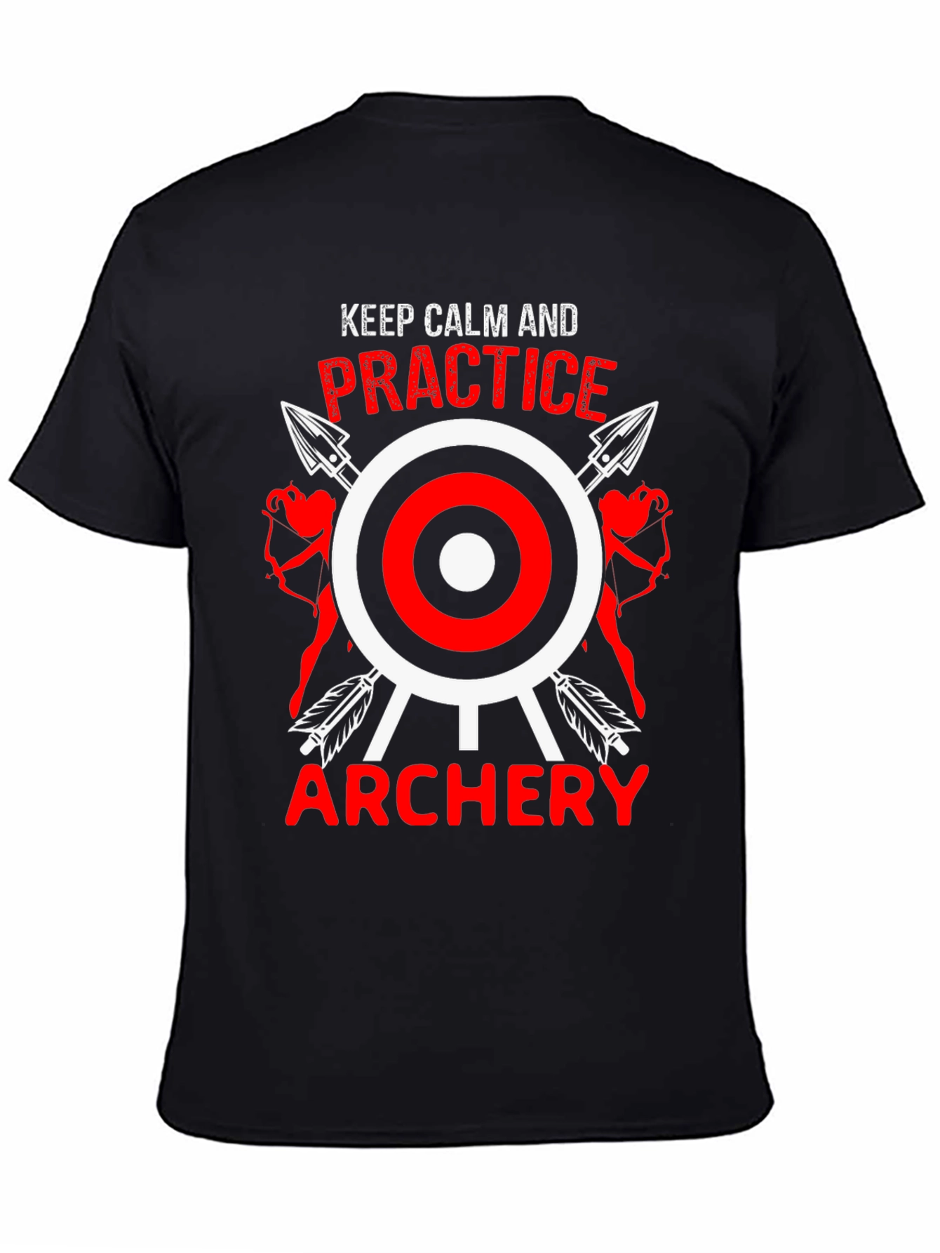 Black Keep Calm Practice Archery Black T-Shirt view 4