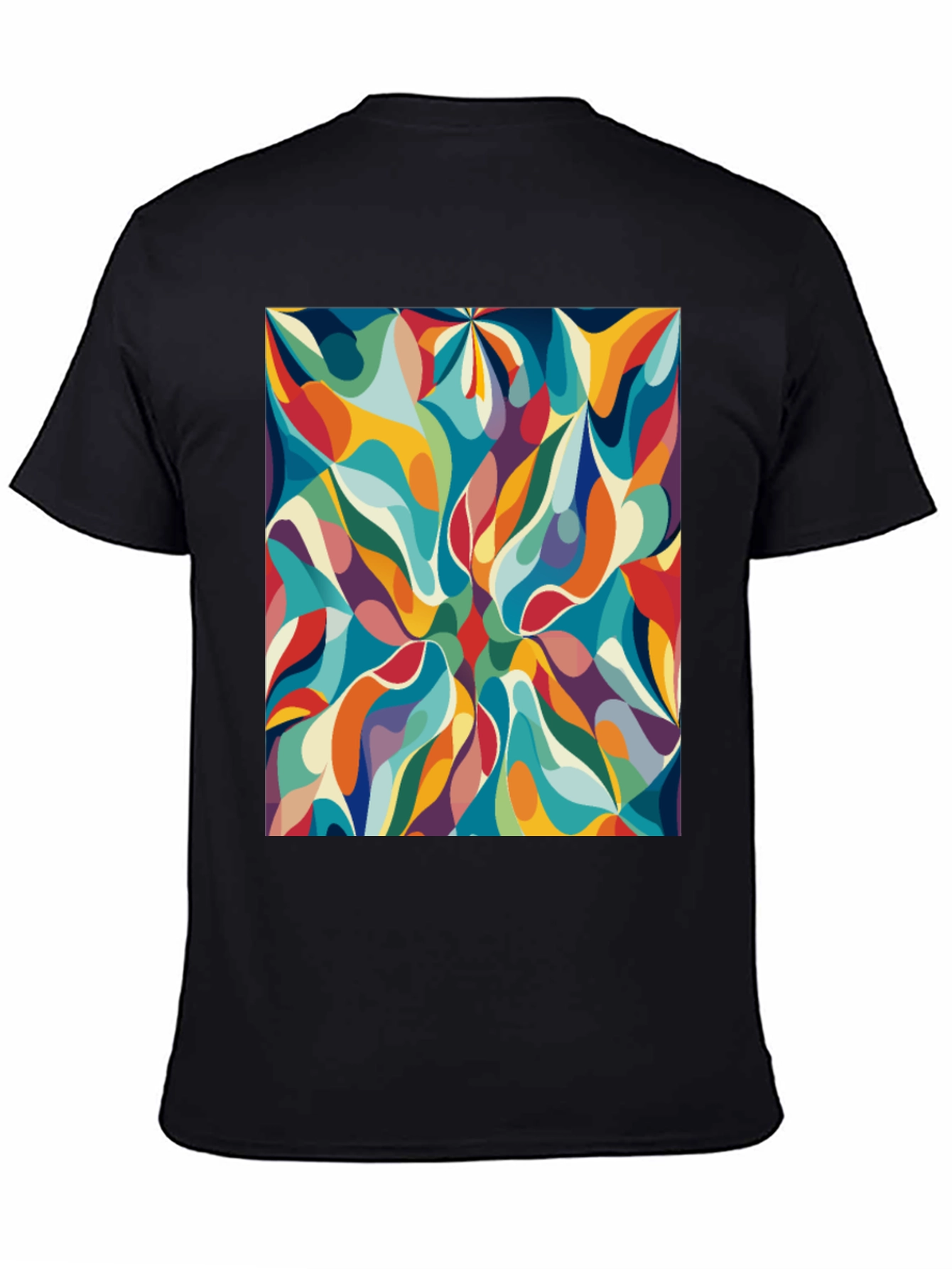 Black Retro Abstract Graphic Print Tee - Bold Style view 4