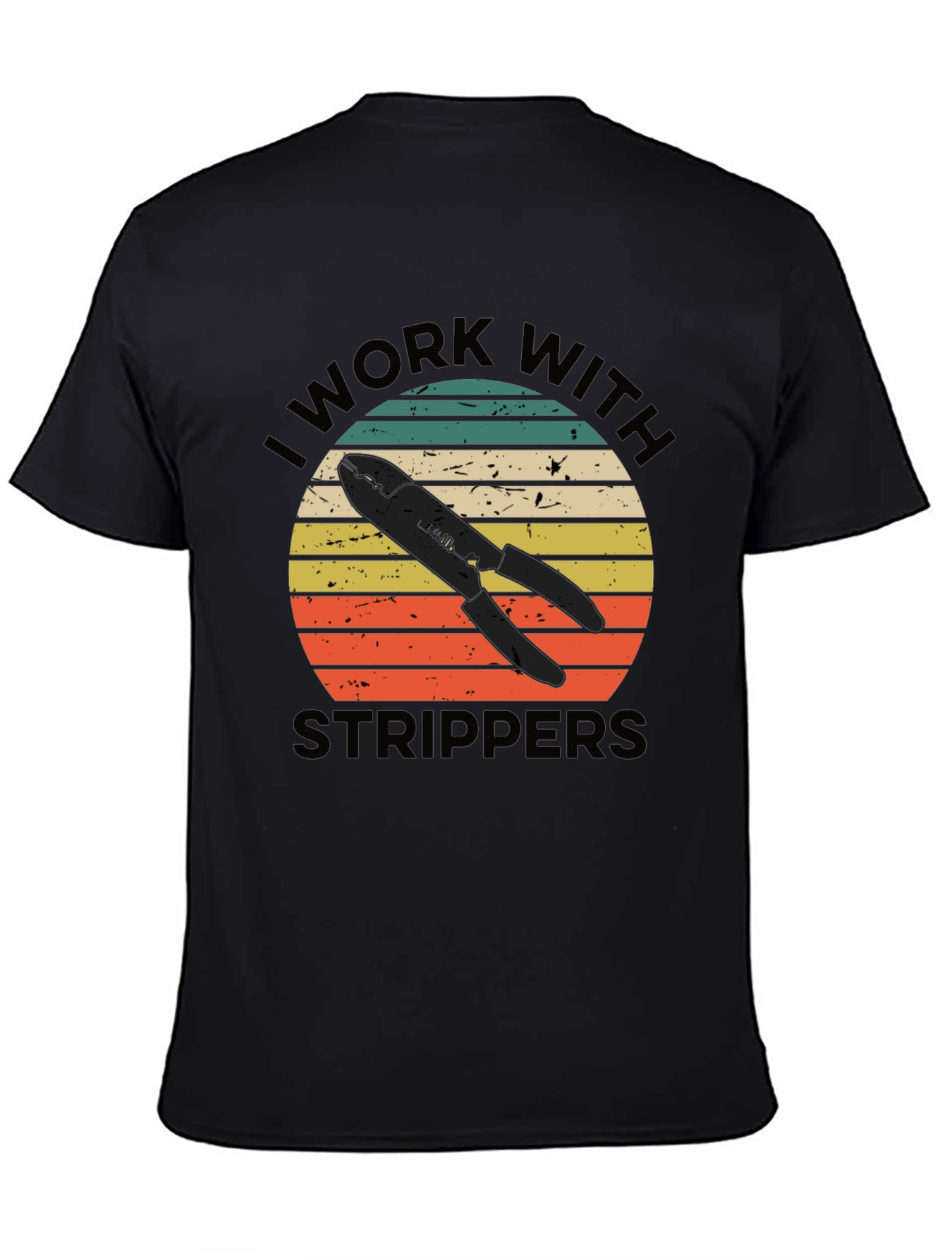 Black I Work With Strippers Funny Electrician T-Shirt view 4