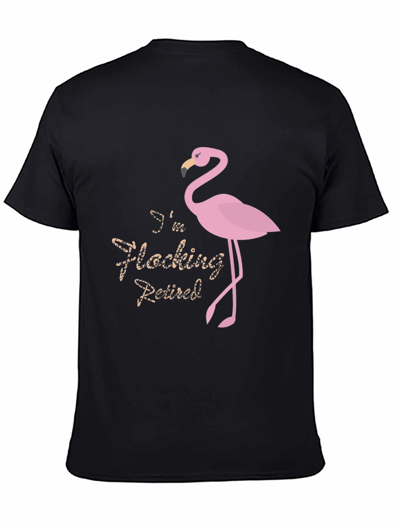 Black Funny Flamingo Retired T-Shirt view 4