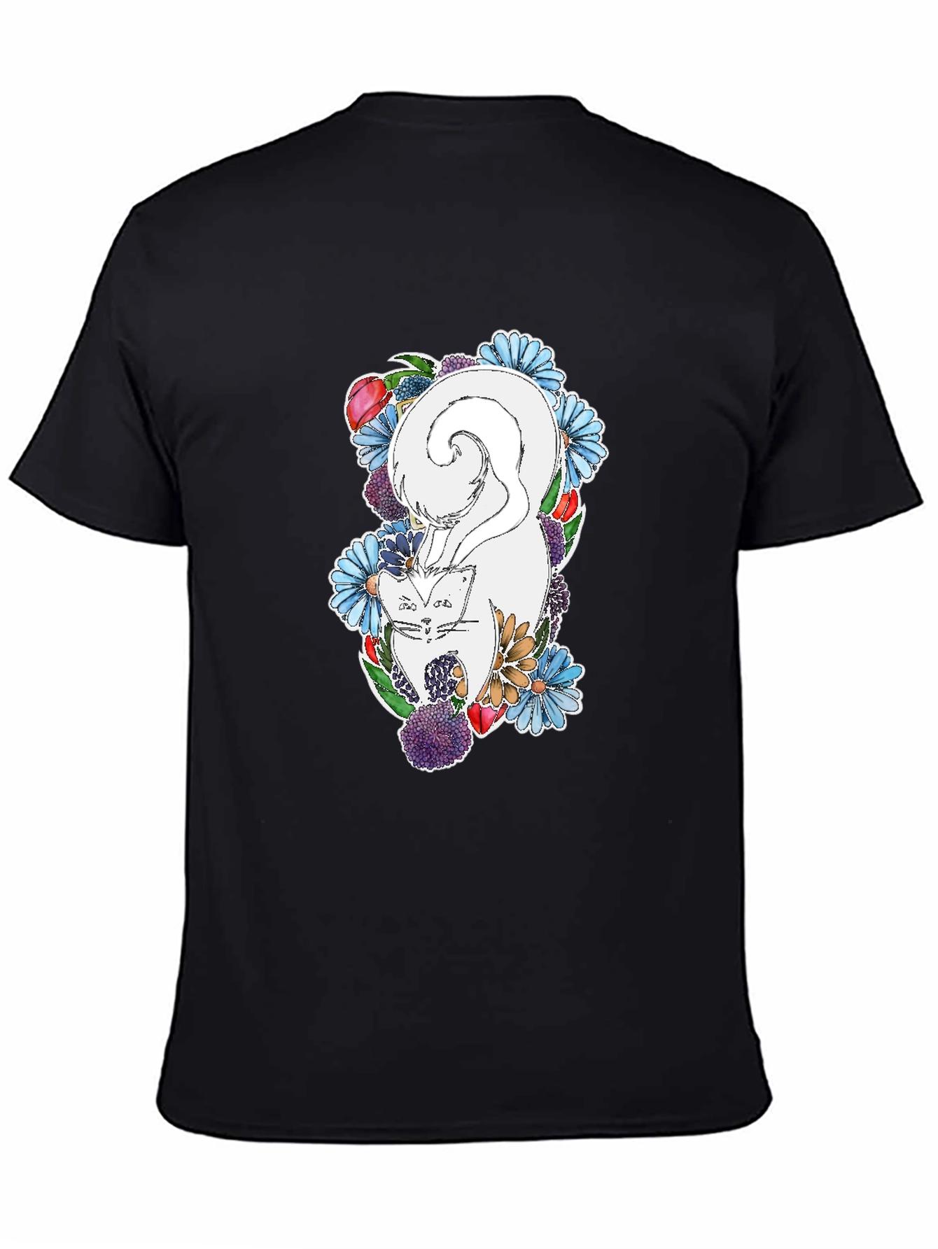 Black Floral Fox Graphic T-Shirt - Unique Design, Soft Cotton view 4