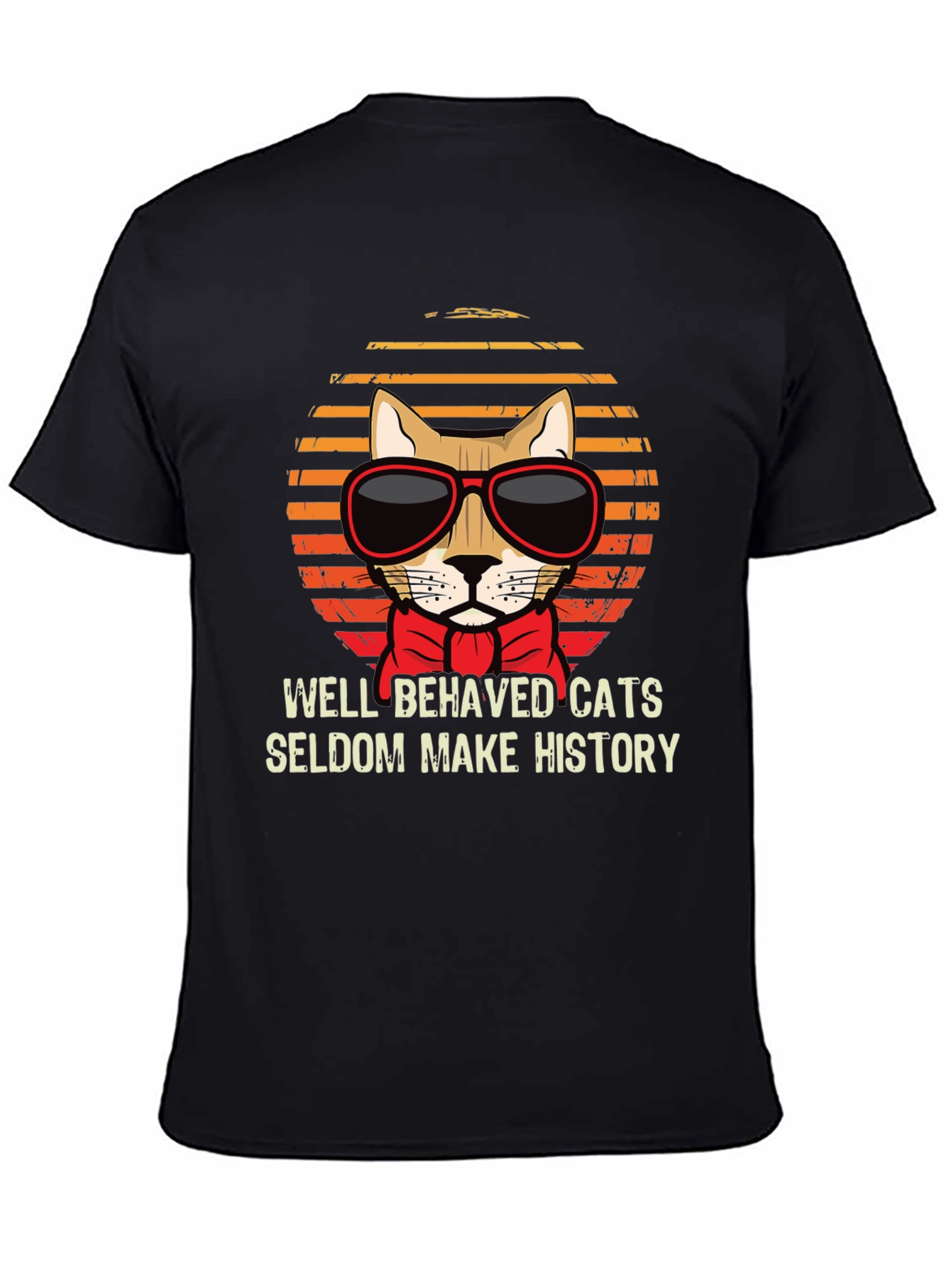 Black Cool Cat T-Shirt - Well Behaved Cats view 4