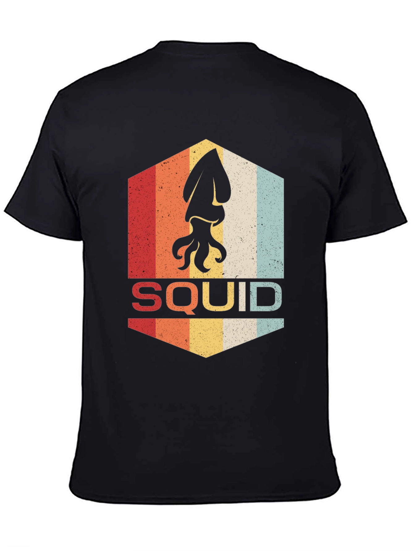 Black Retro Squid Graphic T-Shirt - Vintage Style Tee view 4