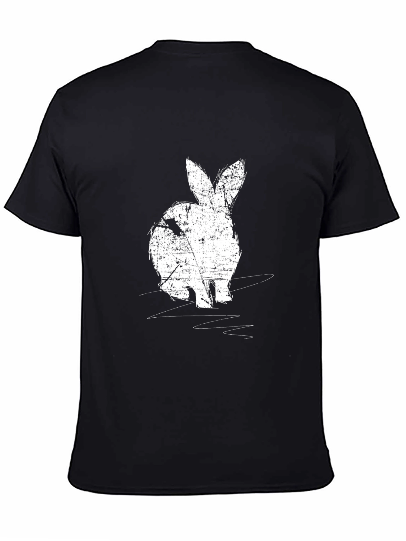 Black Rabbit Graphic Print Black Crewneck T-Shirt view 4