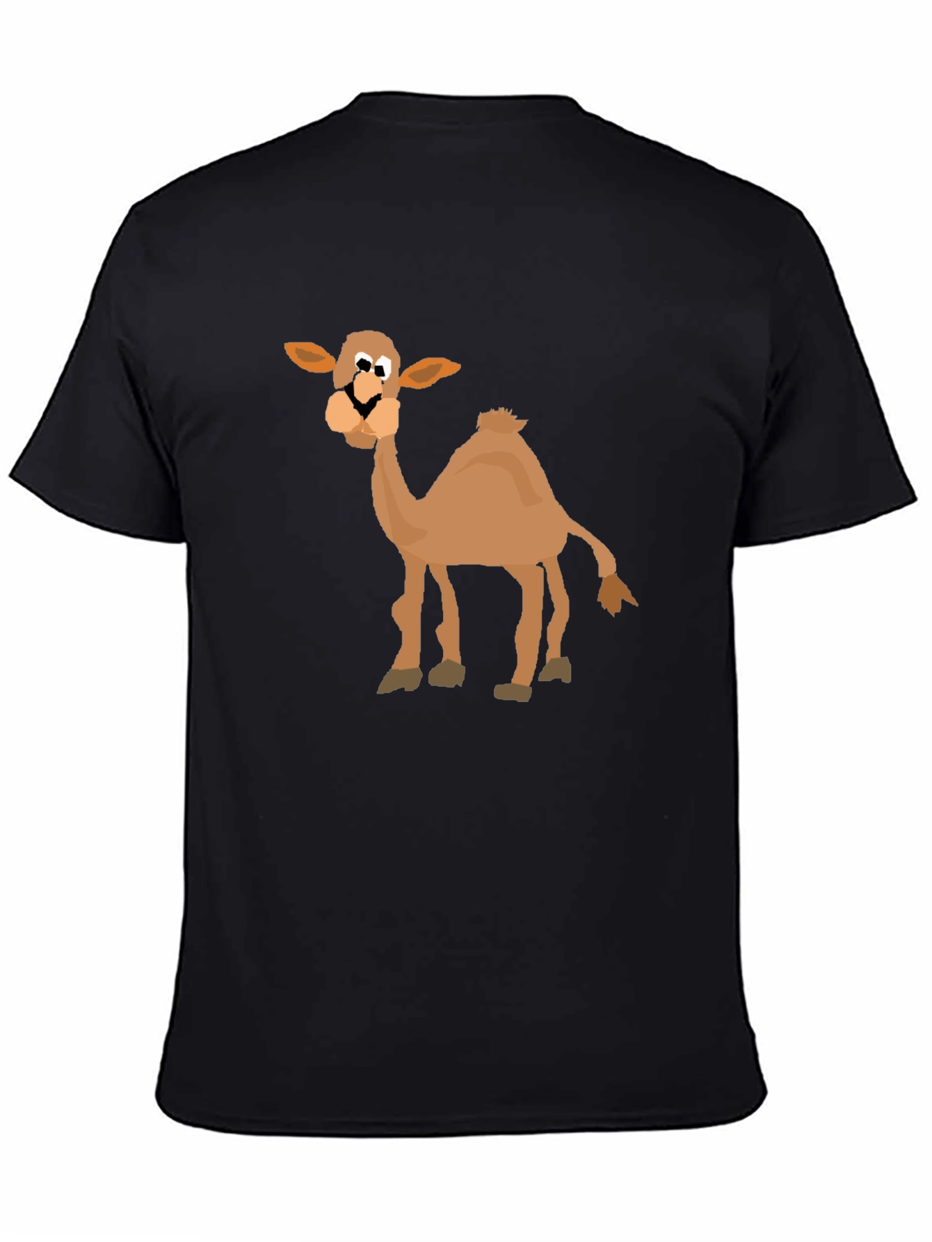 Black Cartoon Camel Graphic T-Shirt - Black Cotton Blend view 4