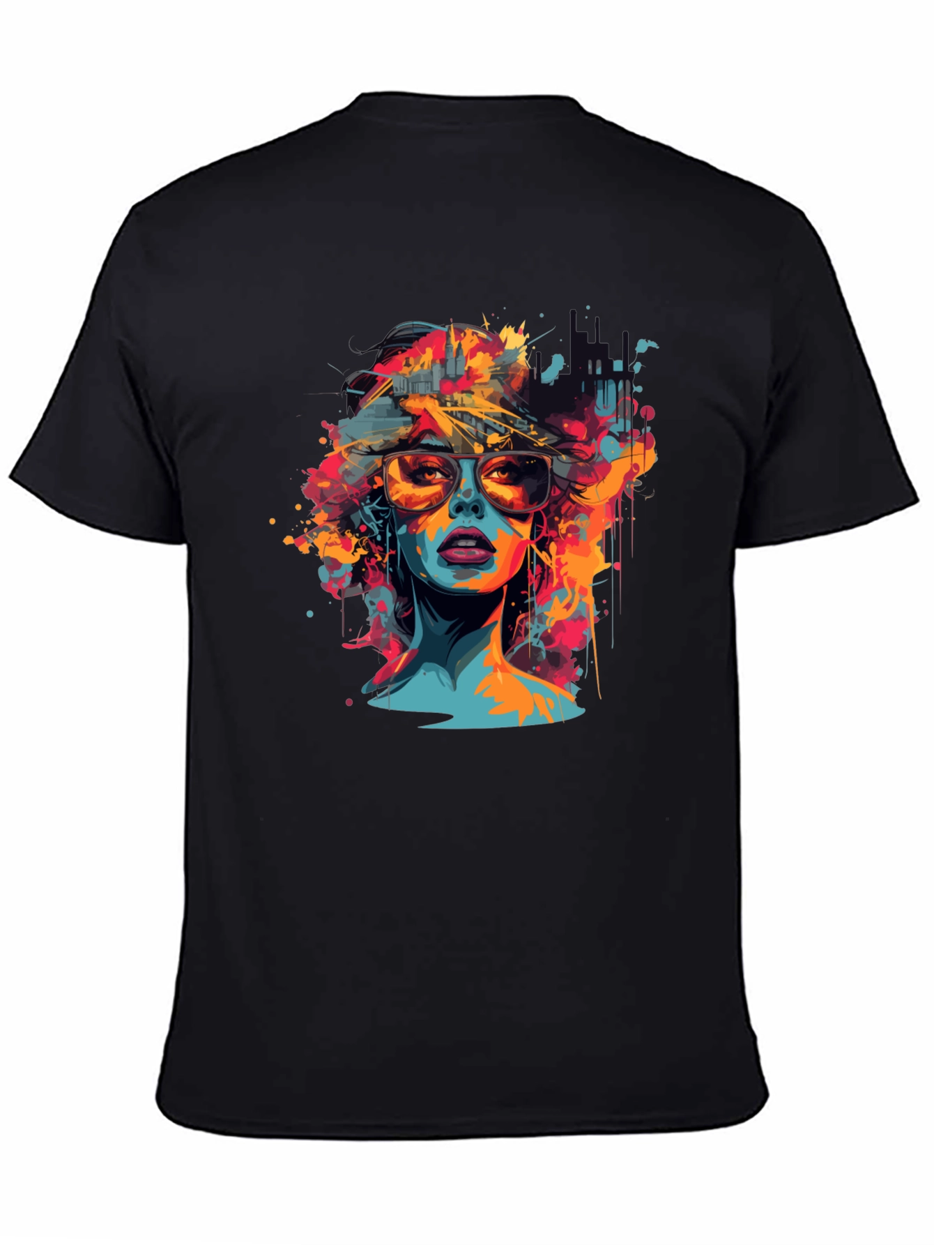 Black Vibrant Woman Graphic Tee - Unisex Black T-Shirt view 4