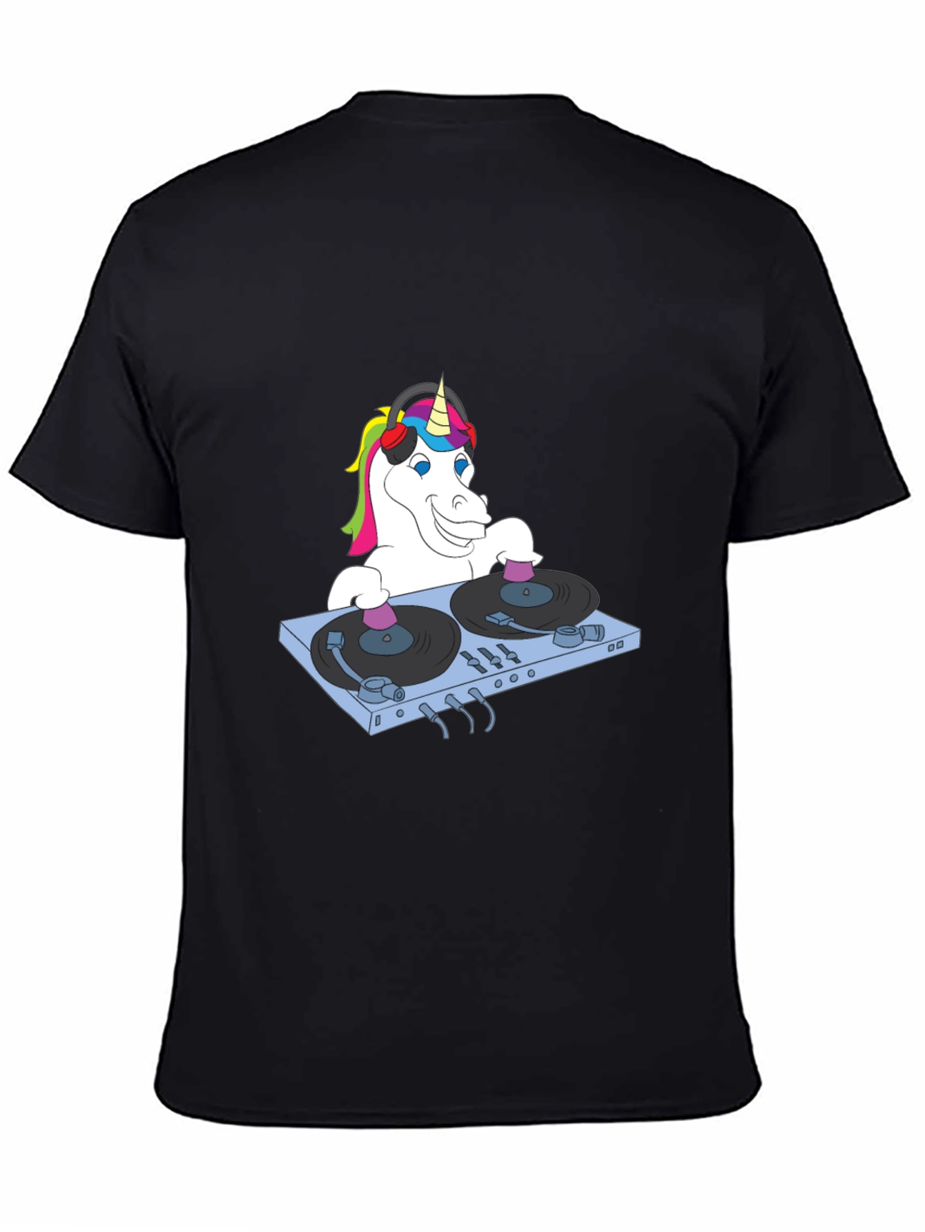 Black DJ Unicorn Graphic T-Shirt - Funky Music Lover Tee view 4