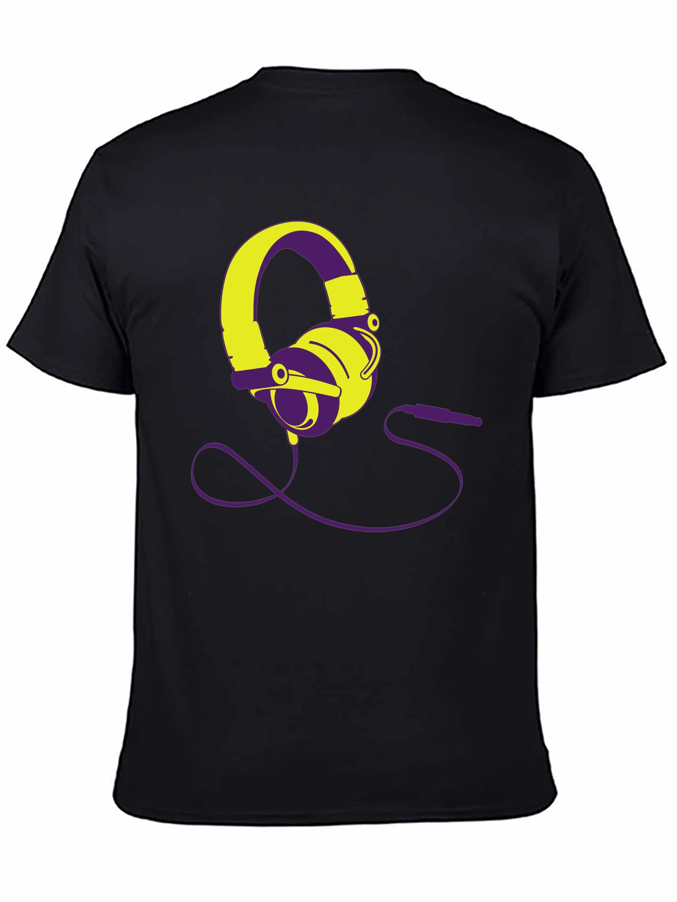 Black Modern Headphones Graphic Tee - Black view 4