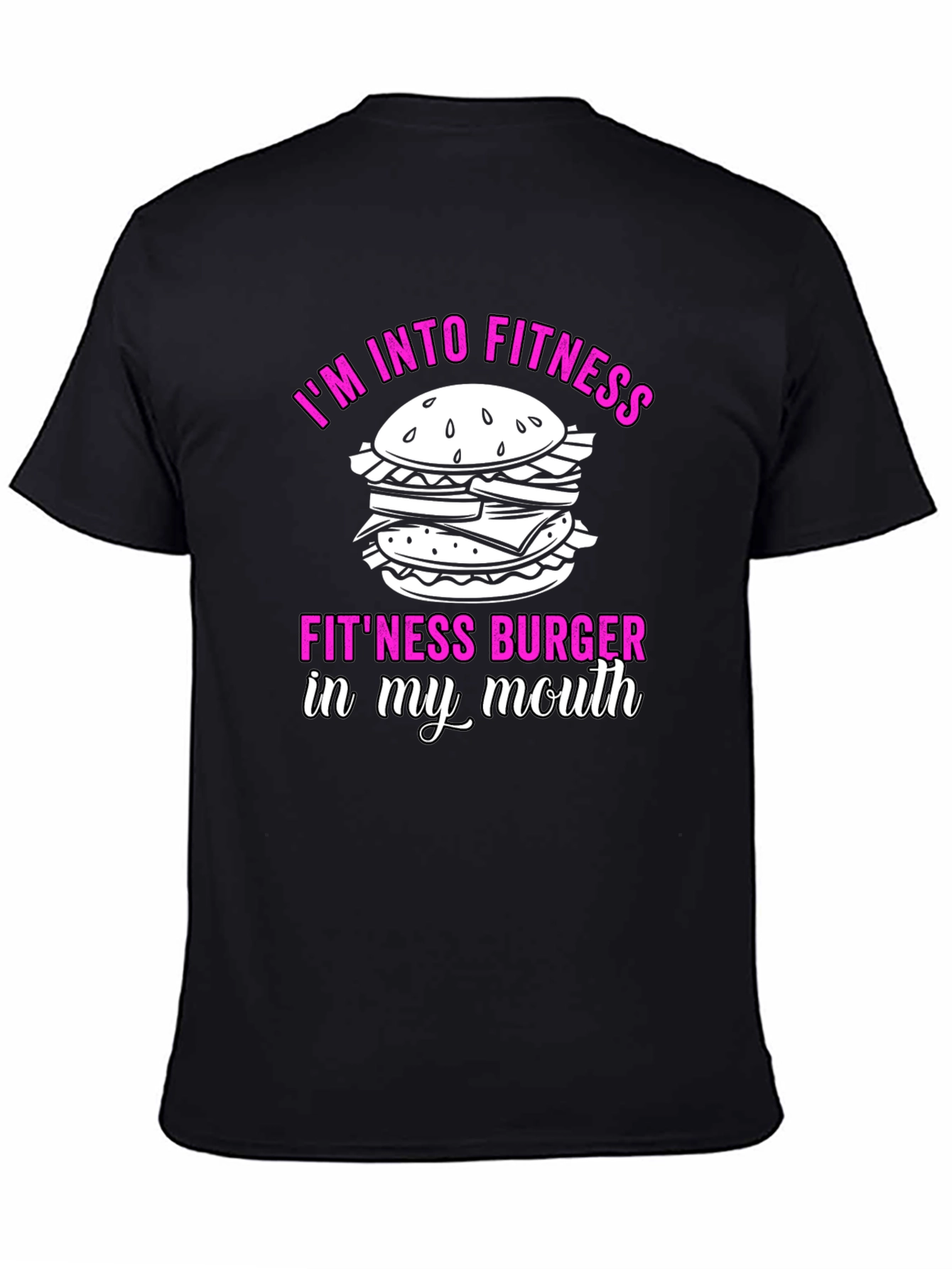 Black Fitness Burger Graphic T-Shirt - Funny Workout Tee view 4